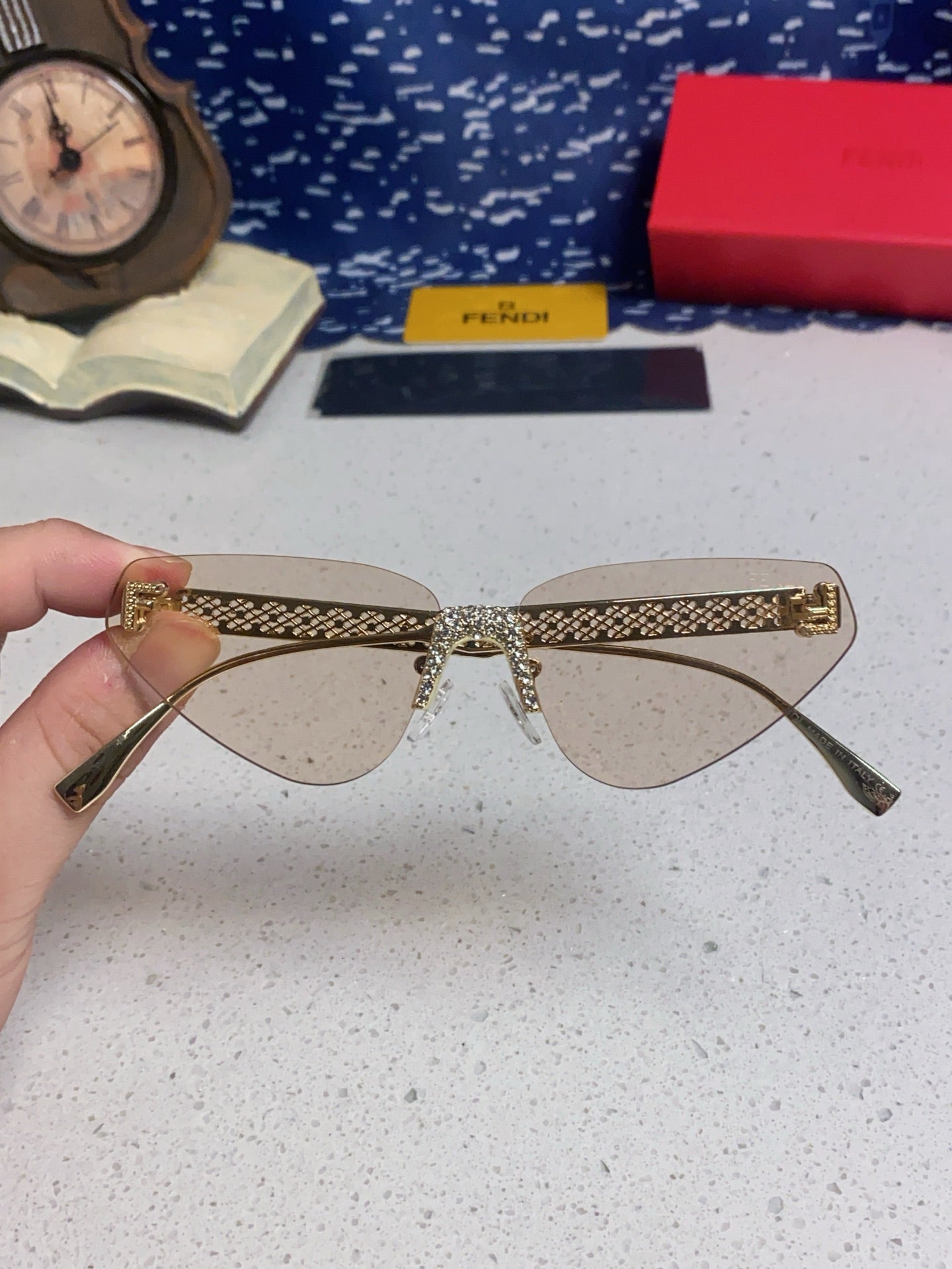 Fendi Lightweight Metal Rimless Silver Lens Sunglasses for Women - 487781 - detail image 4
