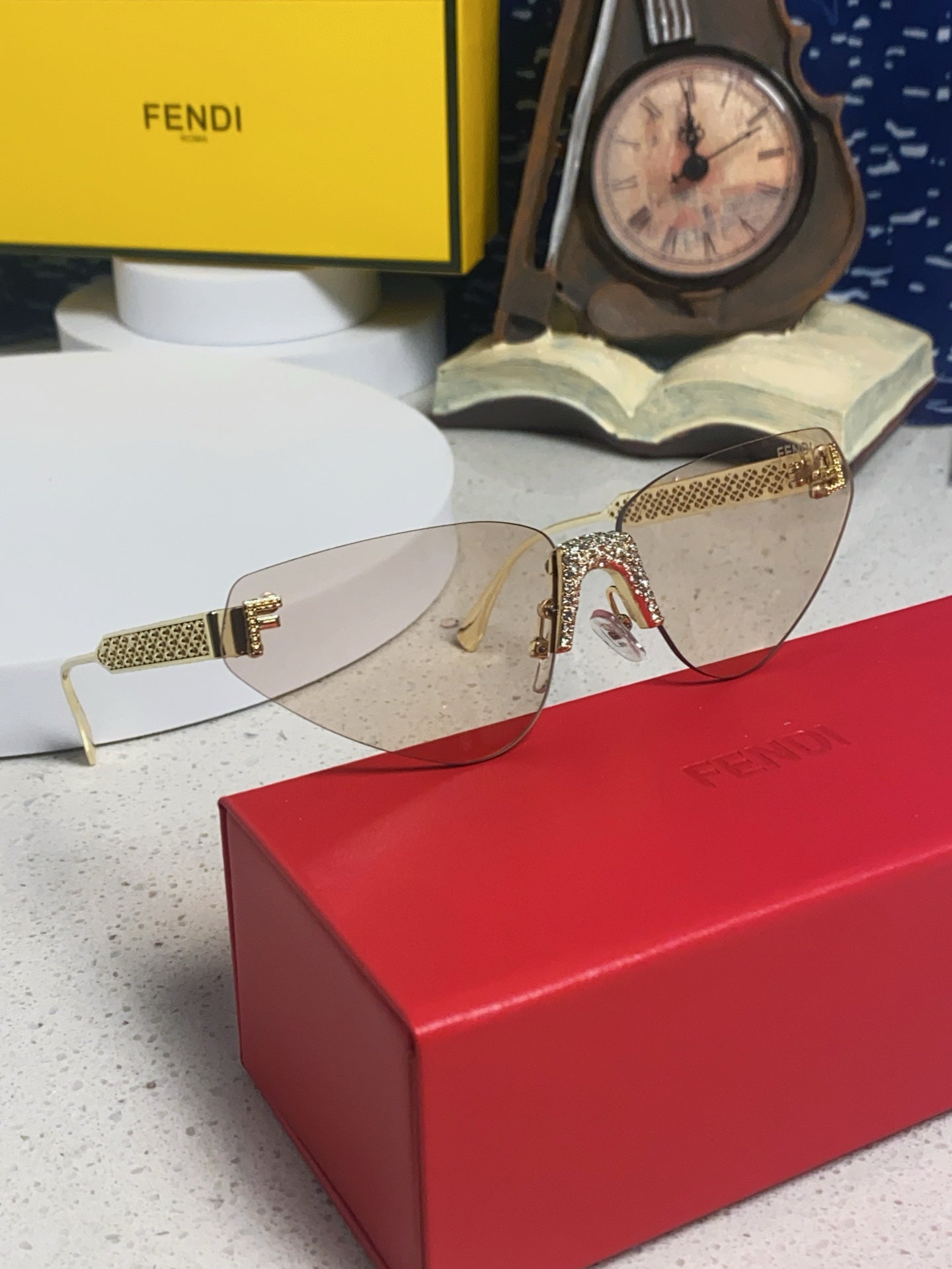 Fendi Lightweight Metal Rimless Silver Lens Sunglasses for Women - 487781 - detail image 10