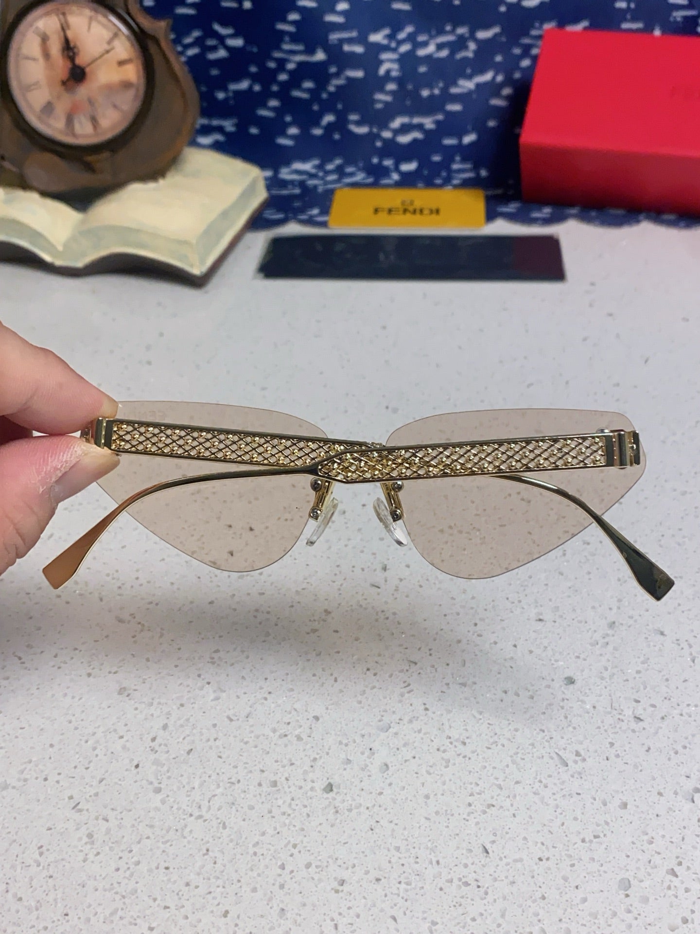 Fendi Lightweight Metal Rimless Silver Lens Sunglasses for Women - 487781 - detail image 5