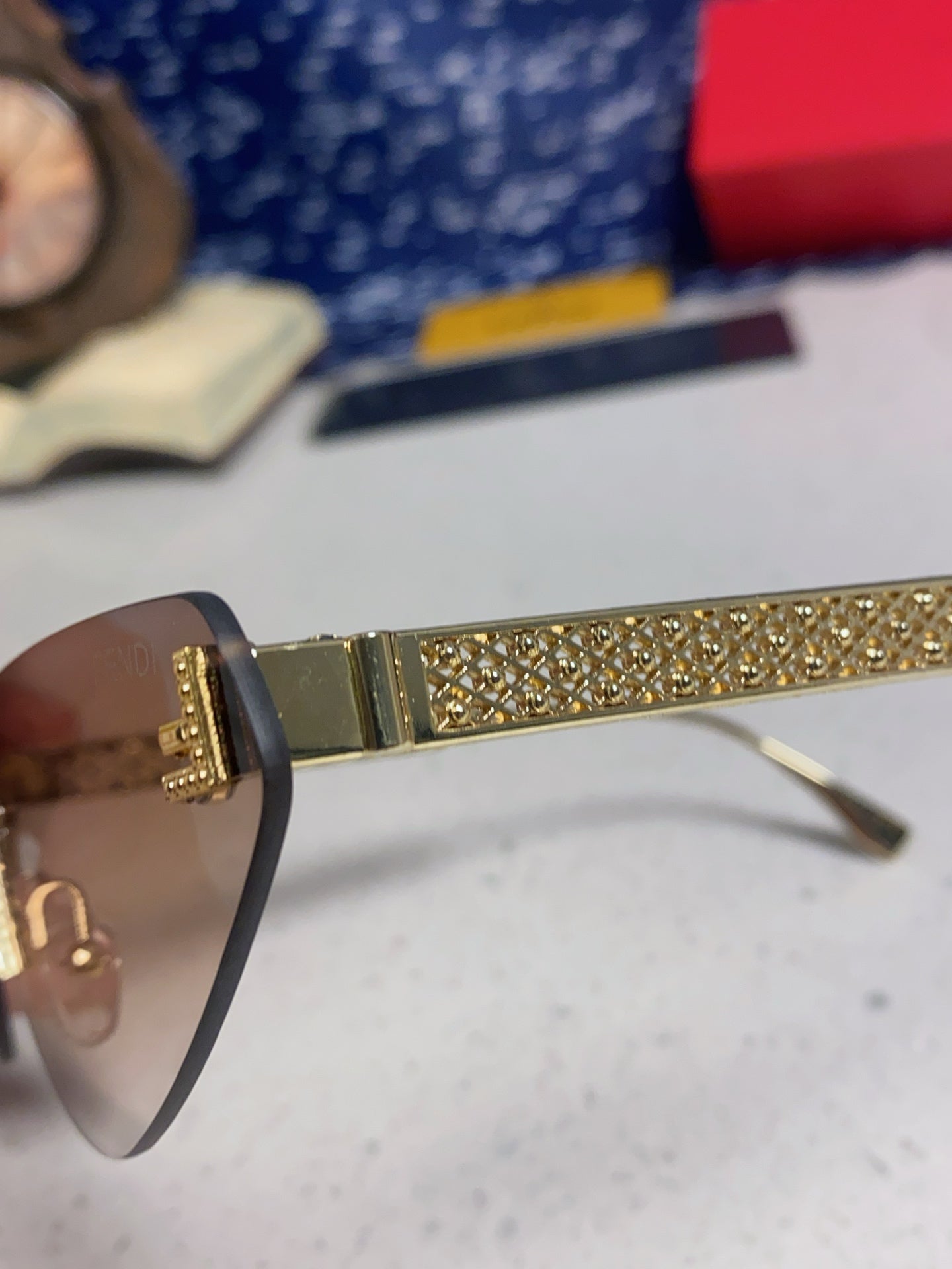 Fendi Lightweight Metal Rimless Brown Lens Sunglasses for Women - 432732 - detail image 7