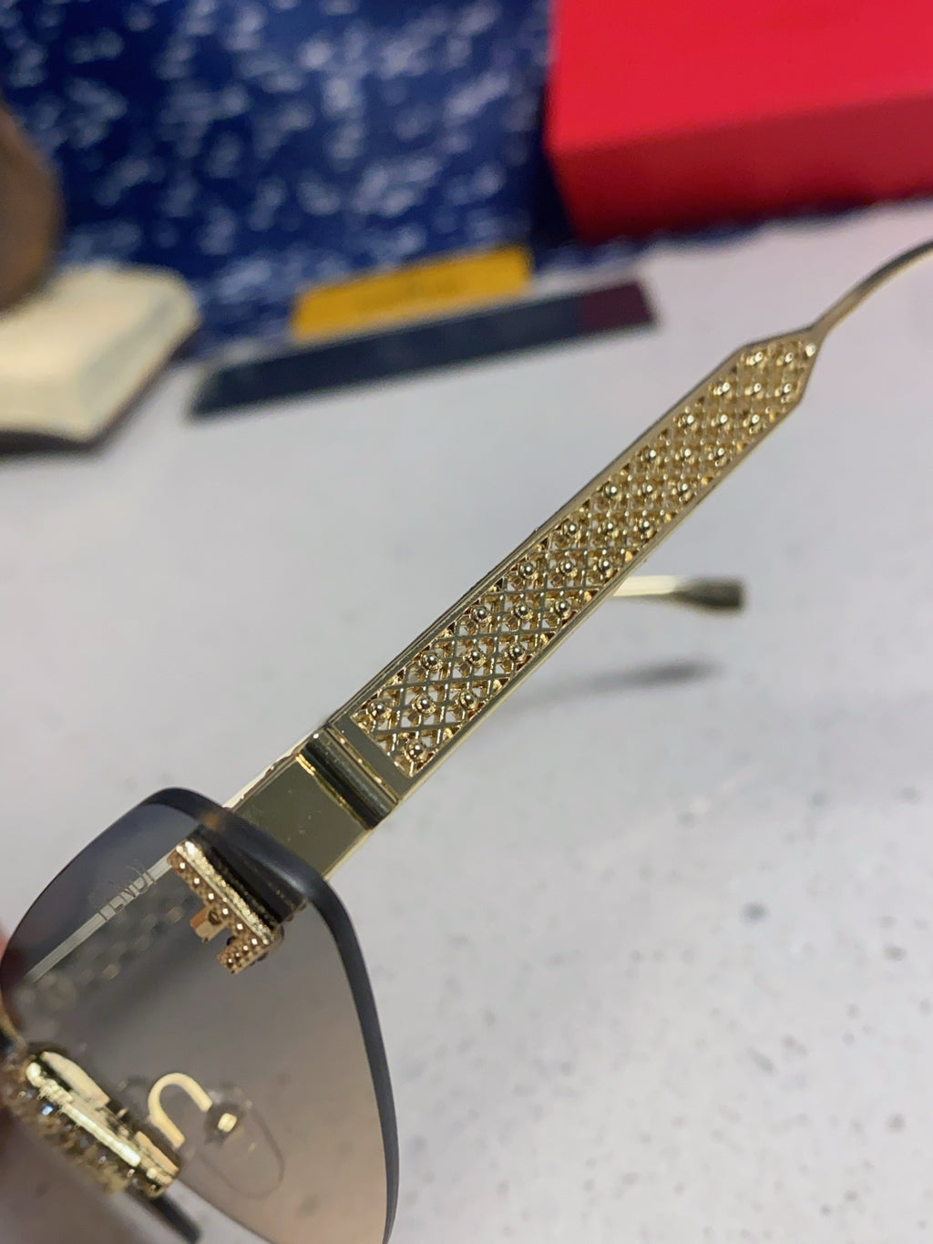 Fendi Lightweight Metal Rimless Silver Lens Sunglasses for Women - 487783 - detail image 7