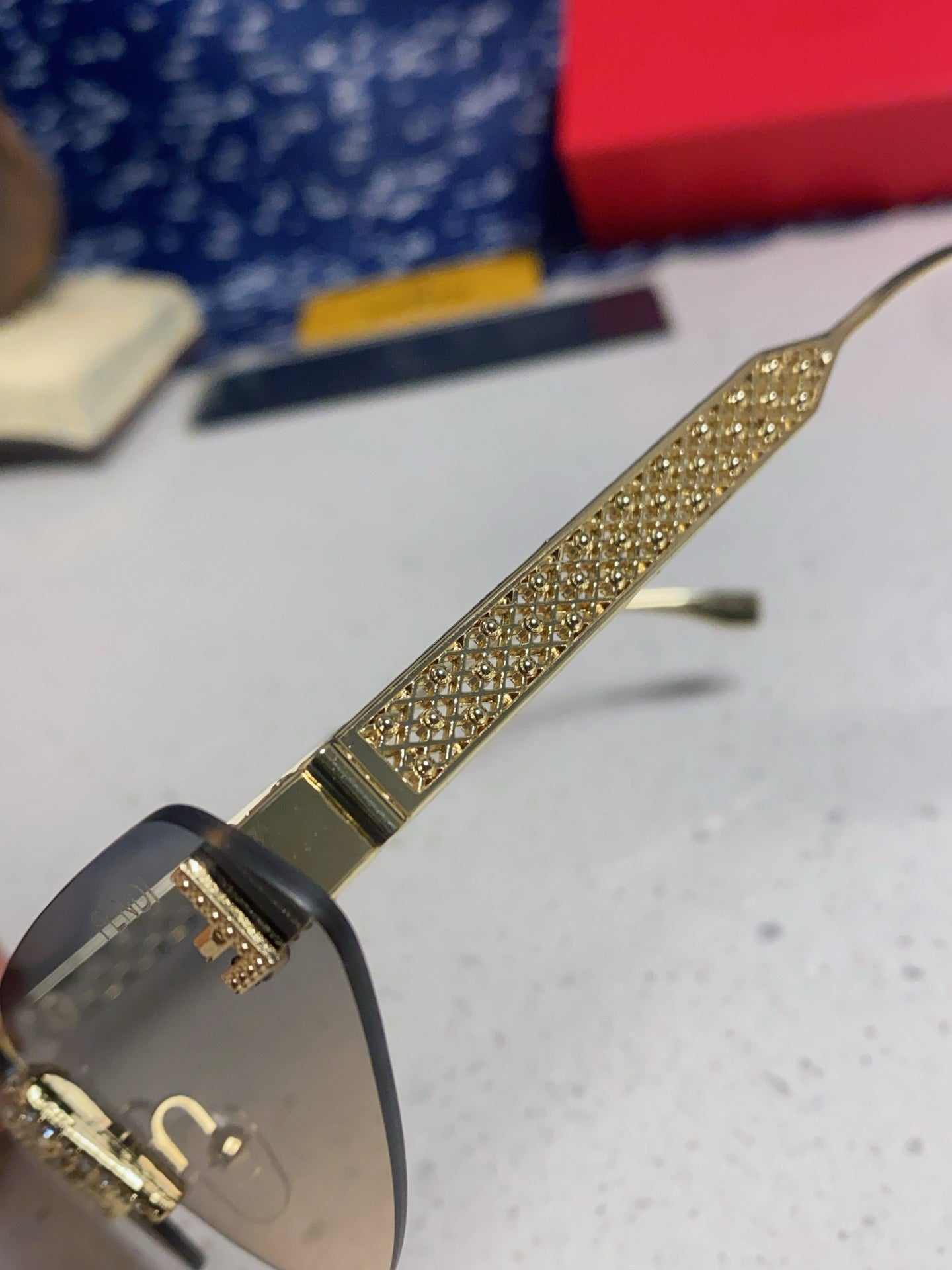 Fendi Lightweight Metal Rimless Silver Lens Sunglasses for Women - 487783 - detail image 7
