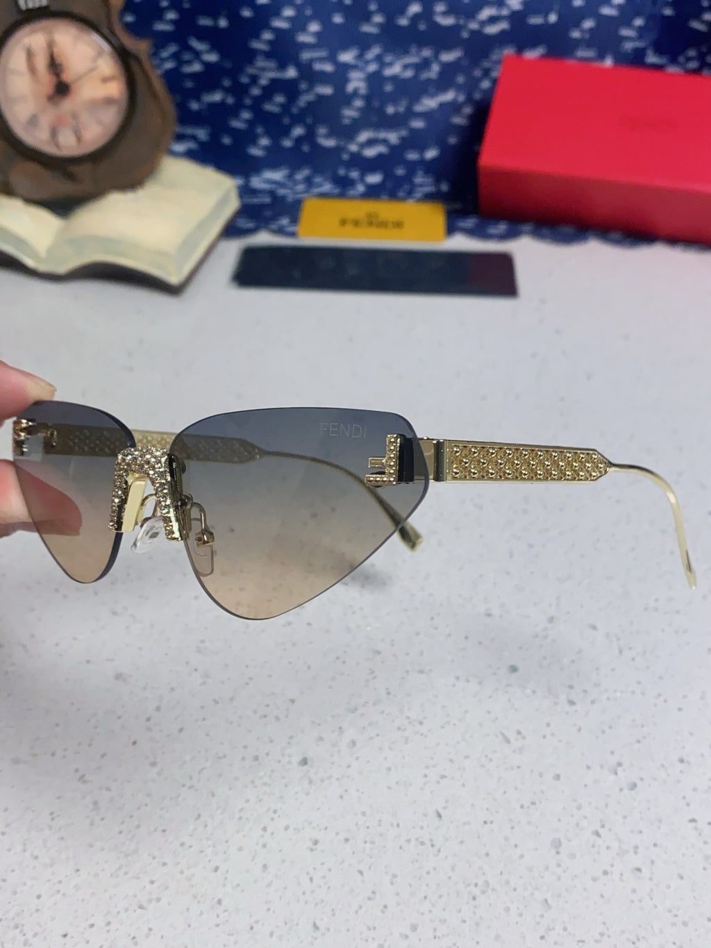 Fendi Lightweight Metal Rimless Silver Lens Sunglasses for Women - 487783 - detail image 6