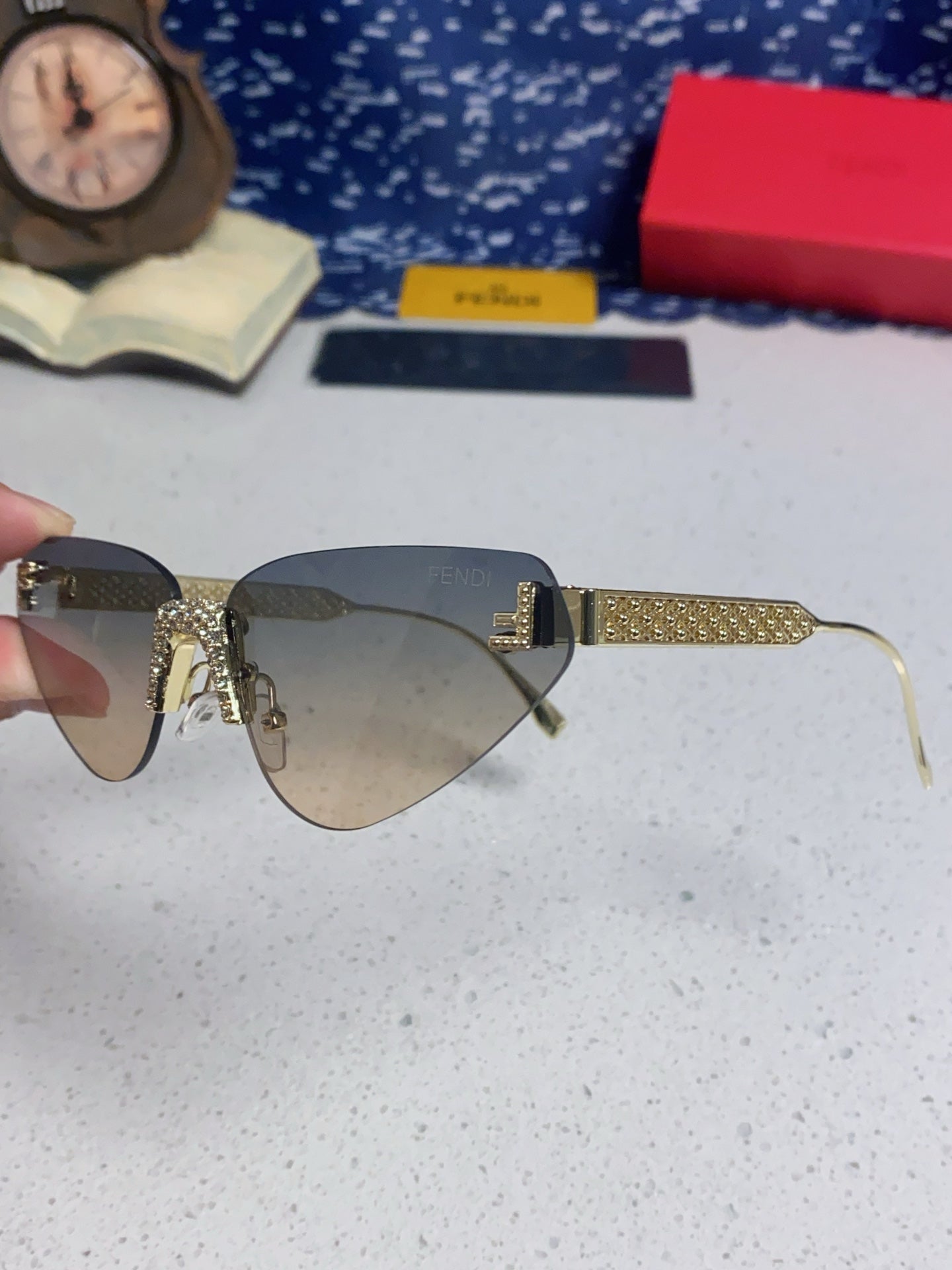 Fendi Lightweight Metal Rimless Silver Lens Sunglasses for Women - 487783 - detail image 6
