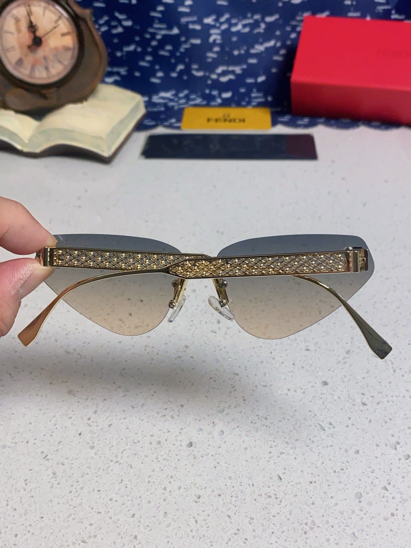 Fendi Lightweight Metal Rimless Silver Lens Sunglasses for Women - 487783 - detail image 5