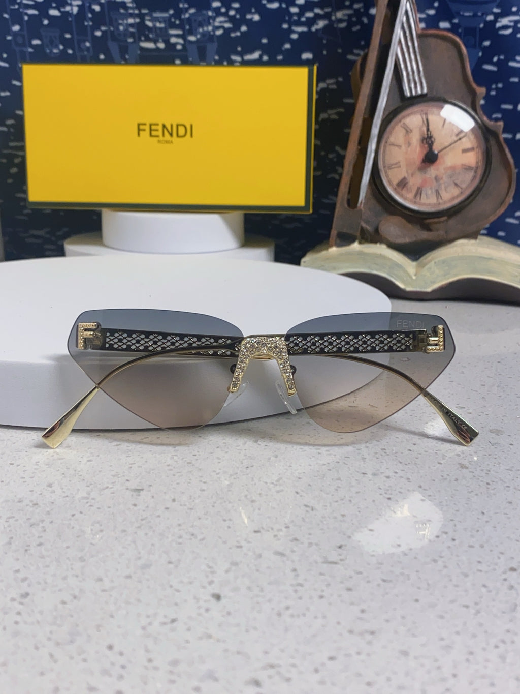 Fendi Lightweight Metal Rimless Silver Lens Sunglasses for Women - 487783 - detail image 9