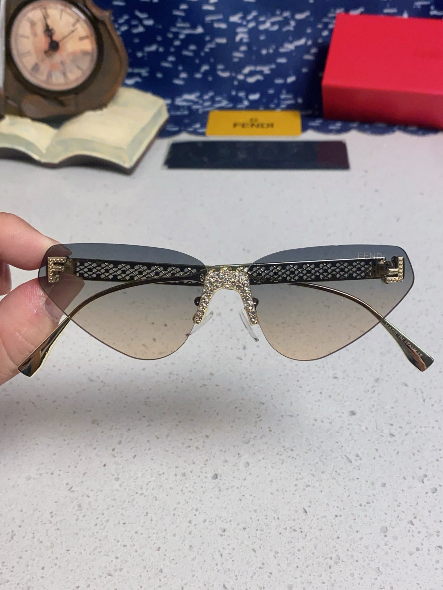 Fendi Lightweight Metal Rimless Silver Lens Sunglasses for Women - 487783 - detail image 4