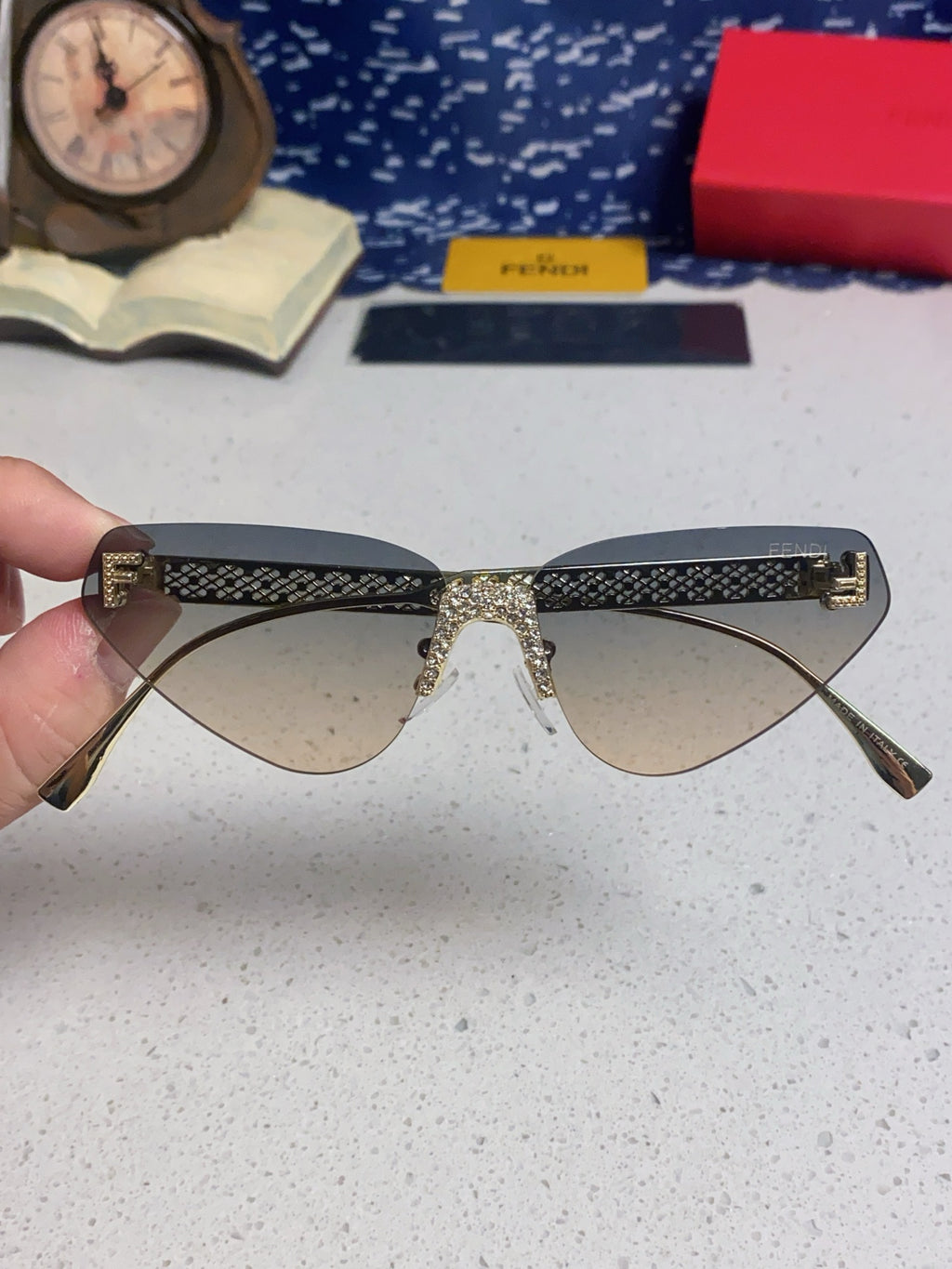 Fendi Lightweight Metal Rimless Silver Lens Sunglasses for Women - 432733 - detail image 4