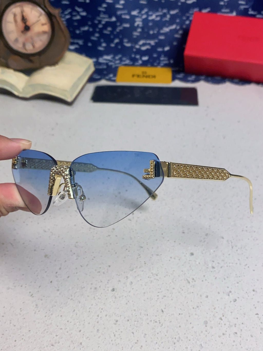 Fendi Lightweight Metal Rimless Silver Lens Sunglasses for Women - 487784 - detail image 6