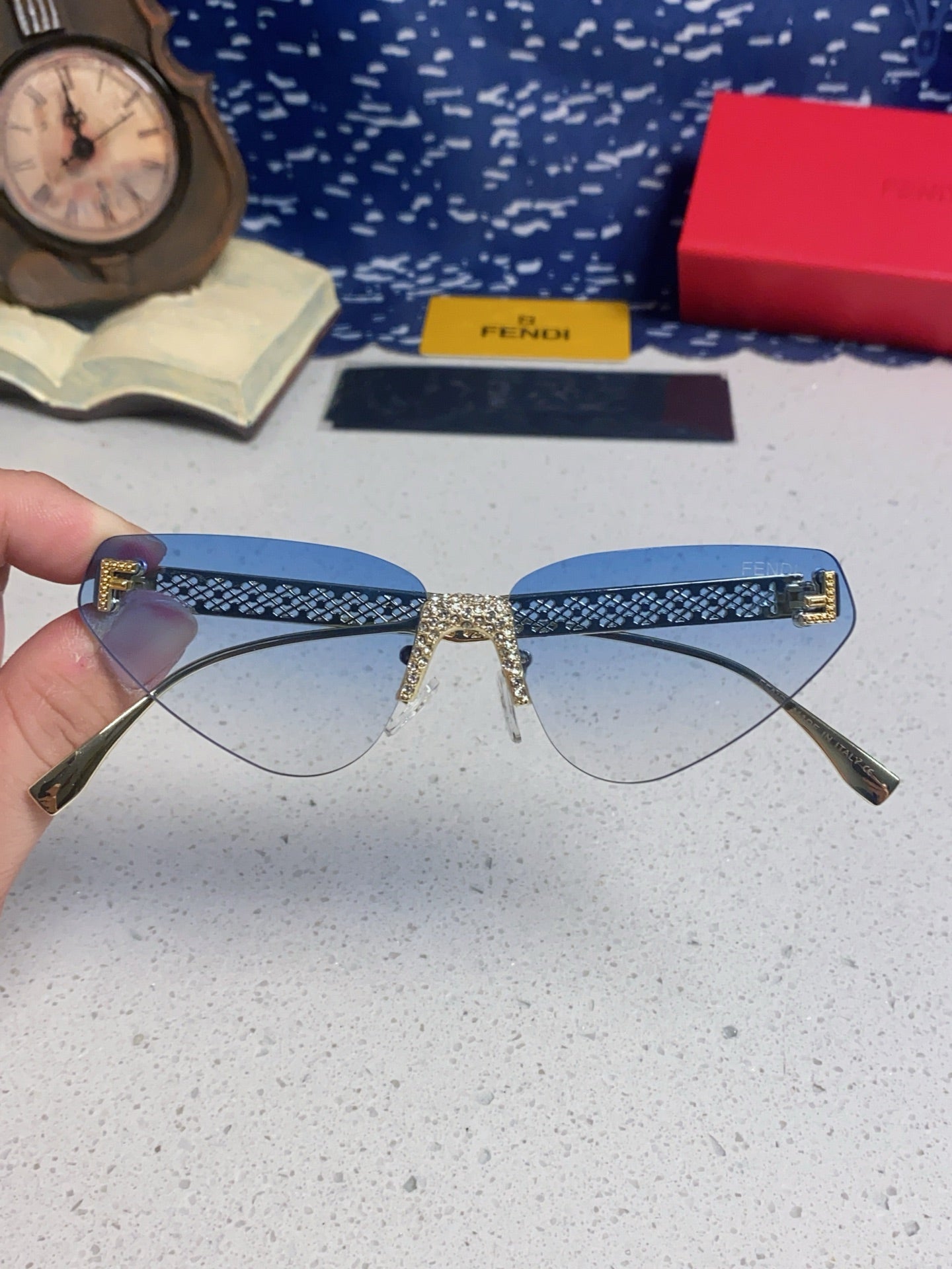 Fendi Lightweight Metal Rimless Silver Lens Sunglasses for Women - 487784 - detail image 4