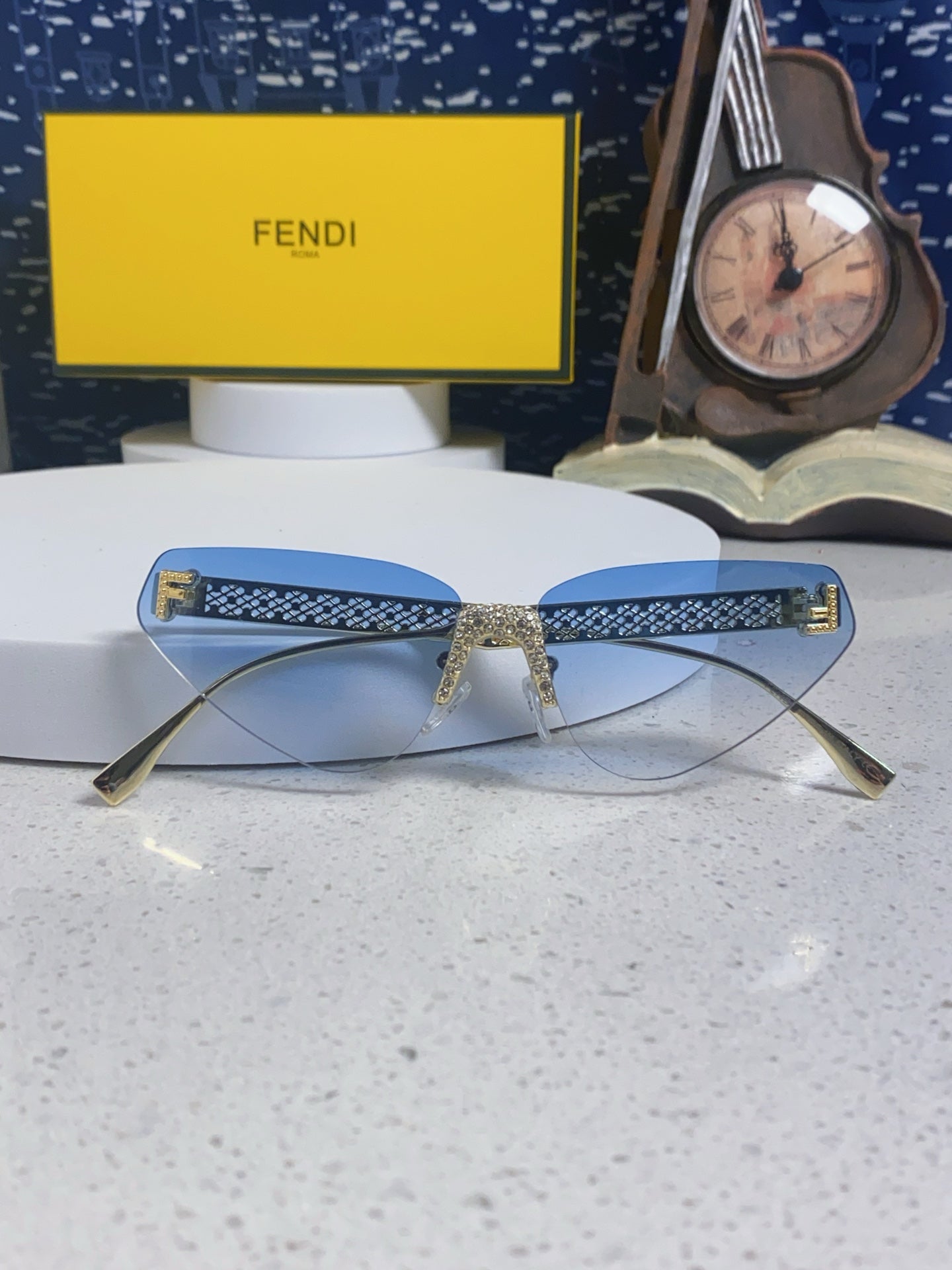 Fendi Lightweight Metal Rimless Silver Lens Sunglasses for Women - 487784 - detail image 9