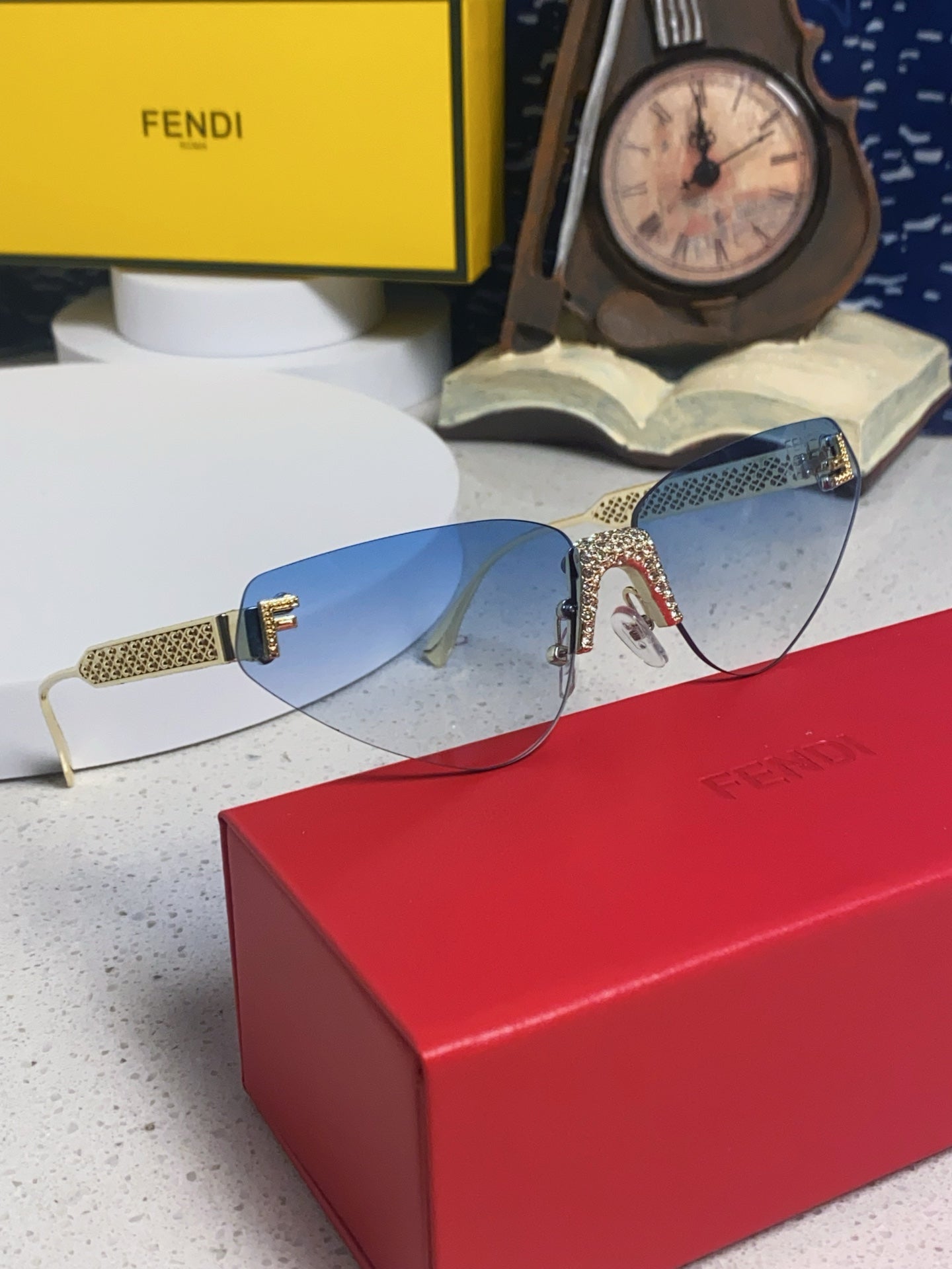 Fendi Lightweight Metal Rimless Silver Lens Sunglasses for Women - 487784 - detail image 10