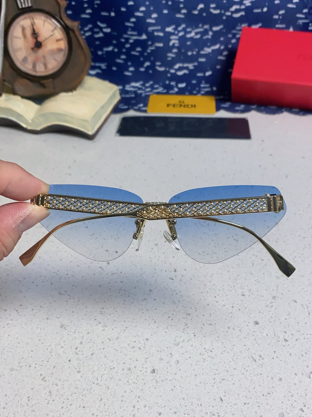 Fendi Lightweight Metal Rimless Silver Lens Sunglasses for Women - 487784 - detail image 5