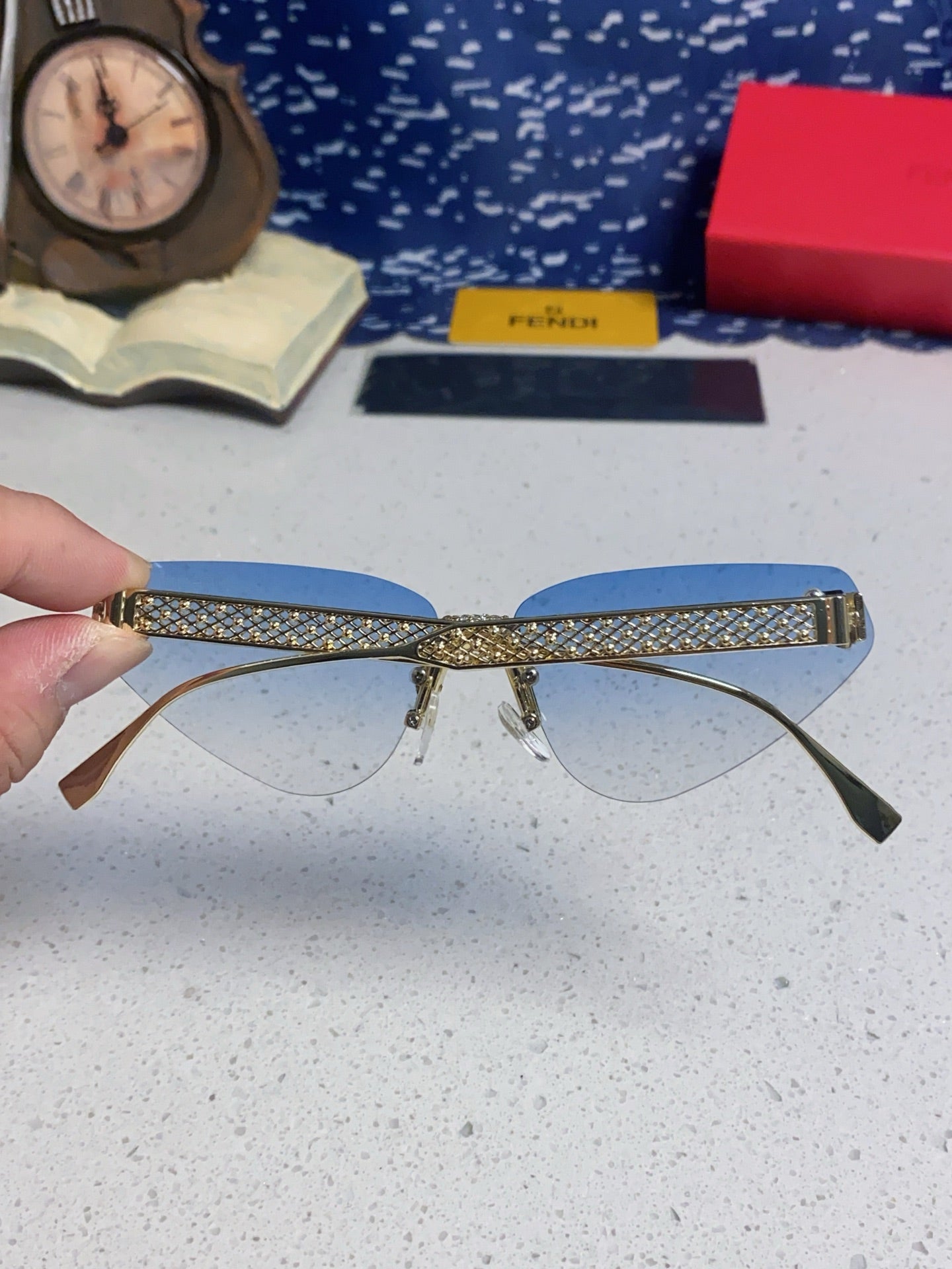 Fendi Lightweight Metal Rimless Silver Lens Sunglasses for Women - 487784 - detail image 5