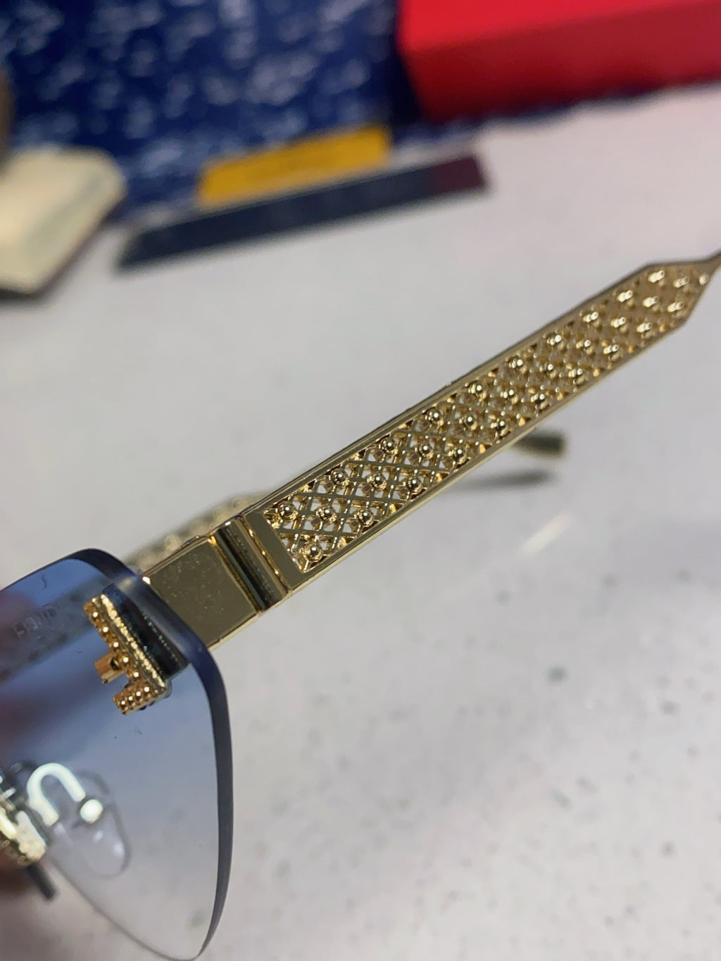 Fendi Lightweight Metal Rimless Silver Lens Sunglasses for Women - 487784 - detail image 7