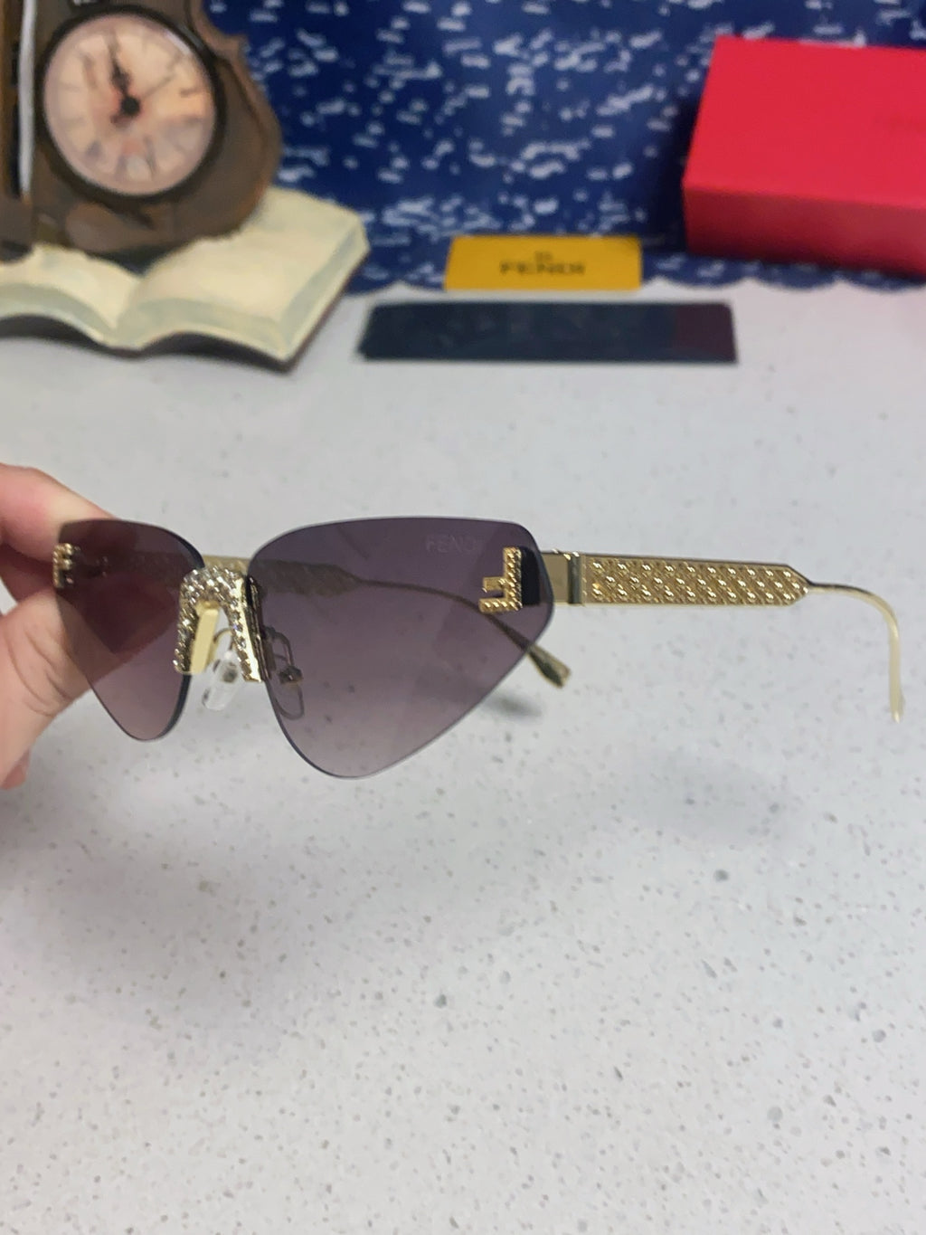 Fendi Lightweight Metal Rimless Silver Lens Sunglasses for Women - 487785 - detail image 6