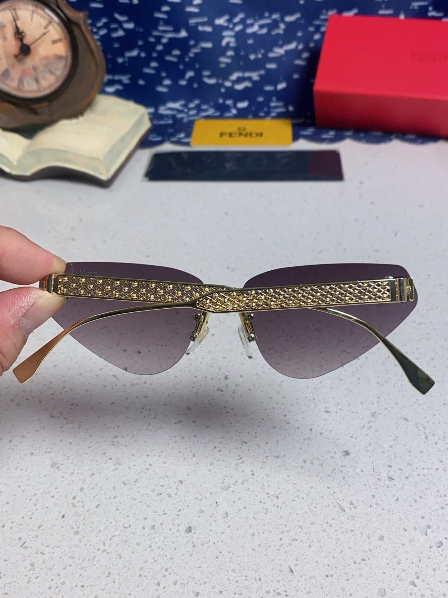 Fendi Lightweight Metal Rimless Silver Lens Sunglasses for Women - 487785 - detail image 5