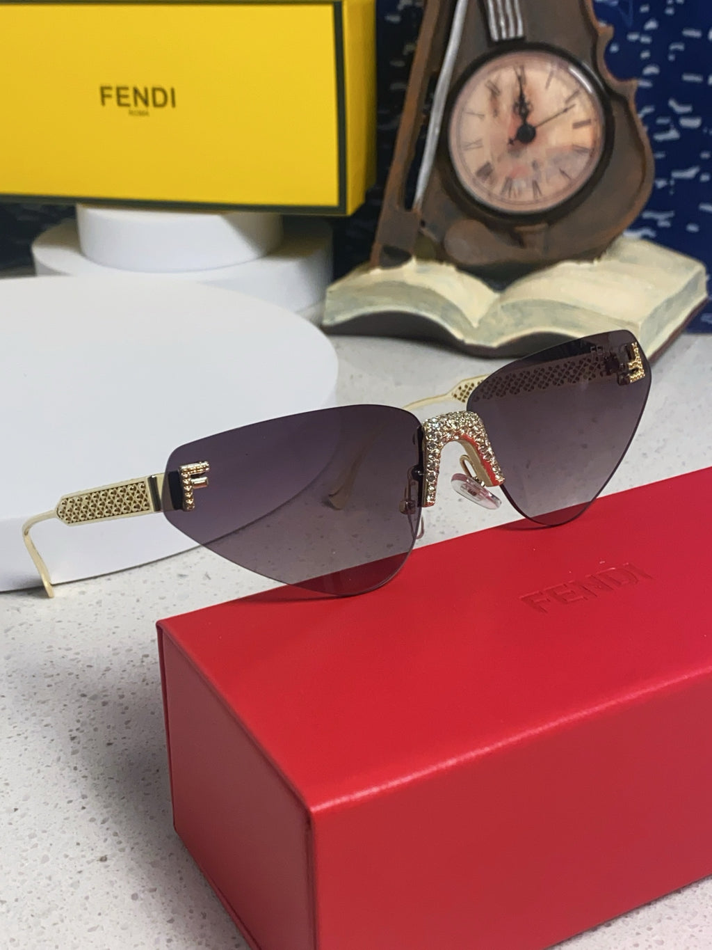 Fendi Lightweight Metal Rimless Silver Lens Sunglasses for Women - 487785 - detail image 10