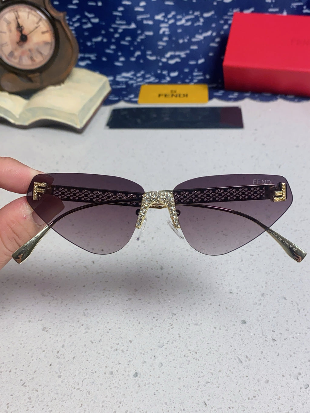 Fendi Lightweight Metal Rimless Silver Lens Sunglasses for Women - 487785 - detail image 4