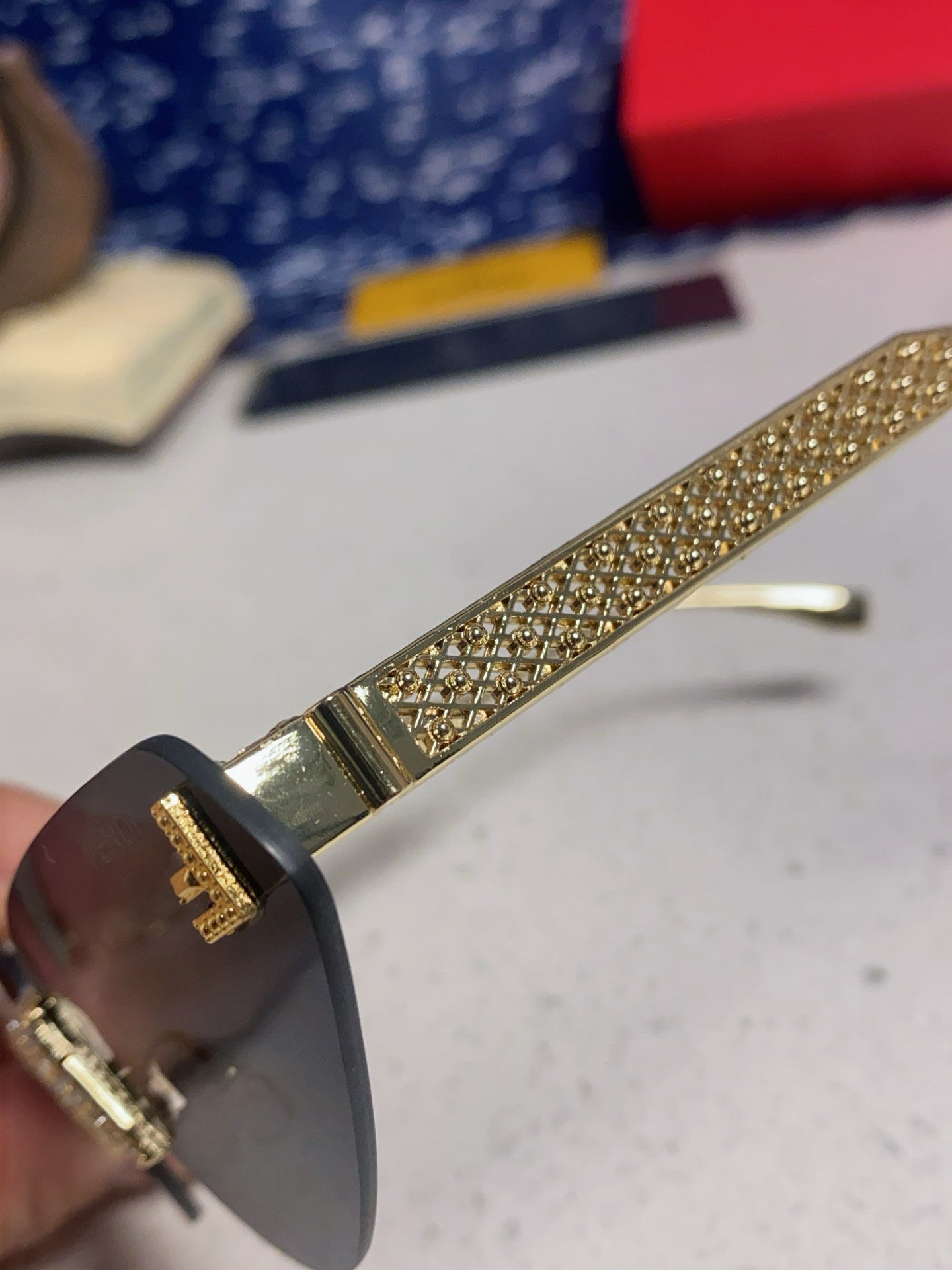 Fendi Lightweight Metal Rimless Silver Lens Sunglasses for Women - detail image 7