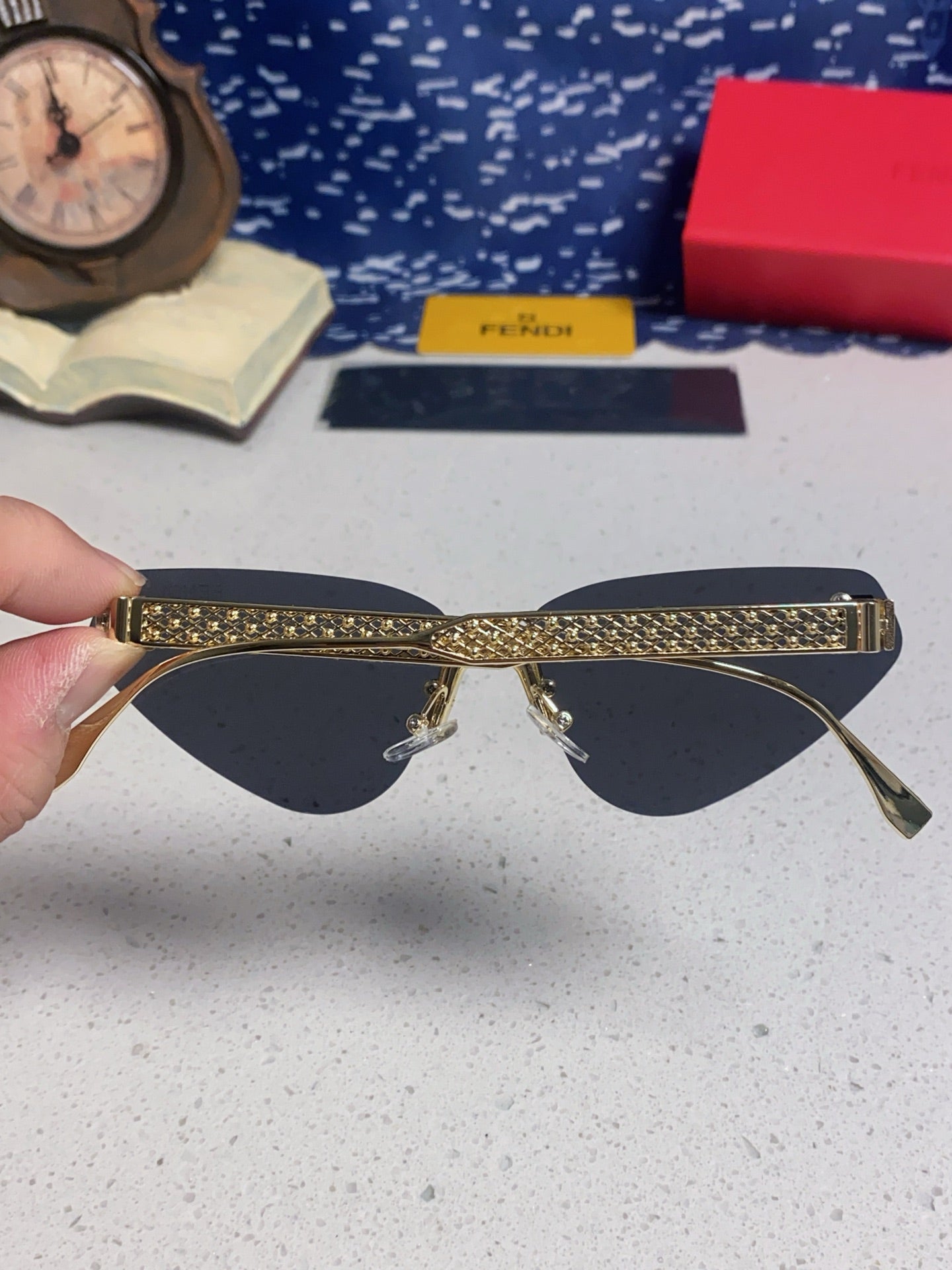 Fendi Lightweight Metal Rimless Silver Lens Sunglasses for Women - 358748 - detail image 5