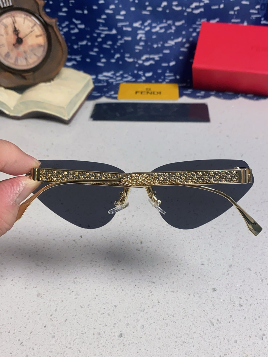 Fendi Lightweight Metal Rimless Silver Lens Sunglasses for Women - 432736 - detail image 5