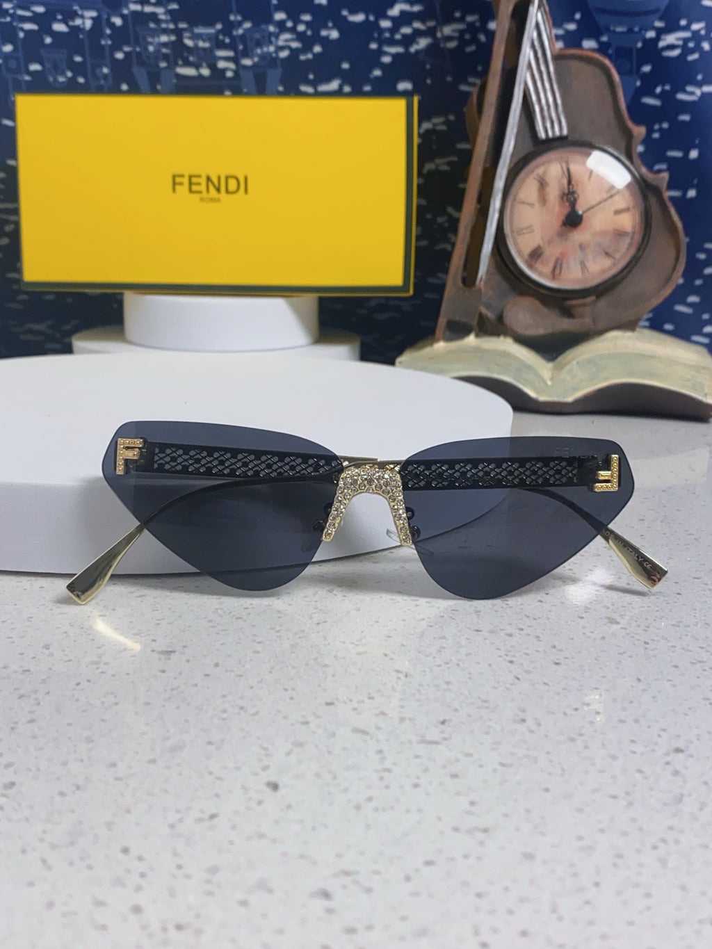 Fendi Lightweight Metal Rimless Silver Lens Sunglasses for Women - detail image 9