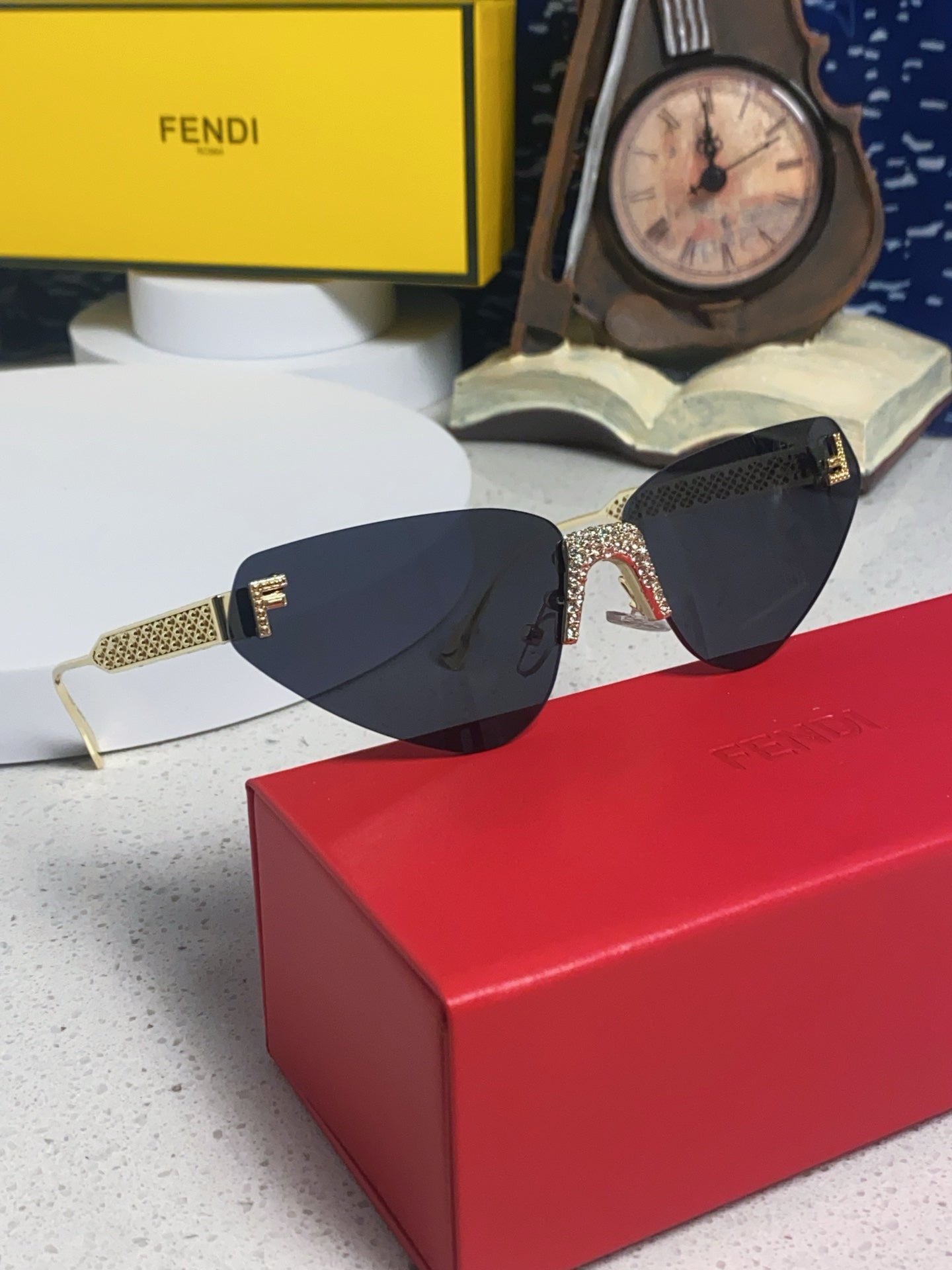 Fendi Lightweight Metal Rimless Silver Lens Sunglasses for Women - detail image 10