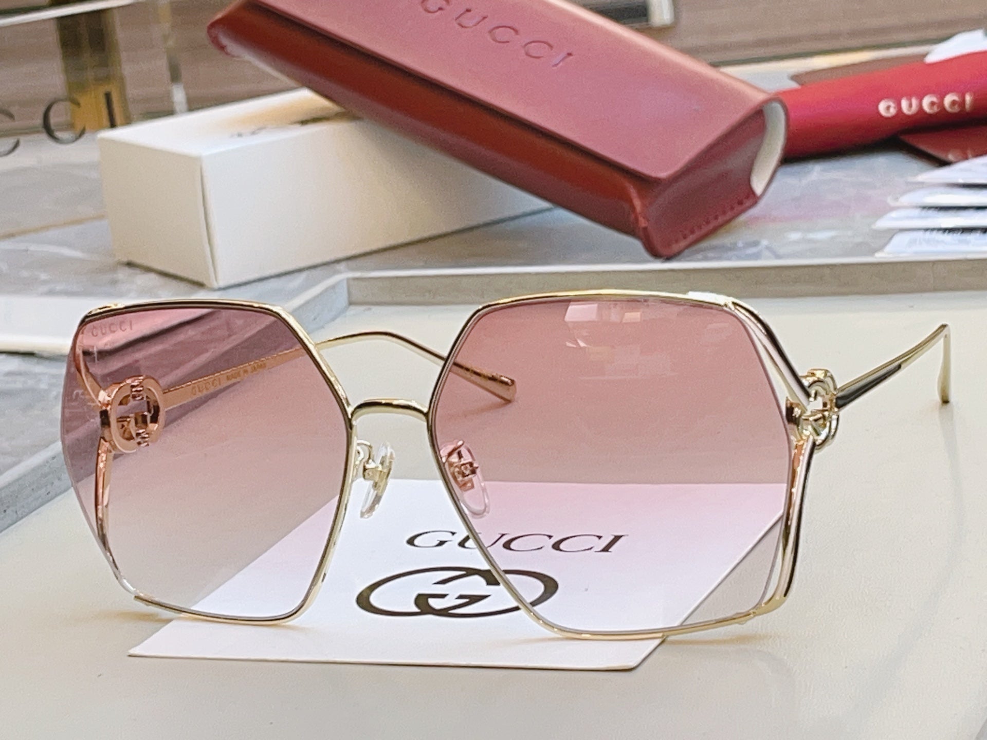 Gucci GG1322SA Fashion Pink Lens Sunglasses for Men & Women