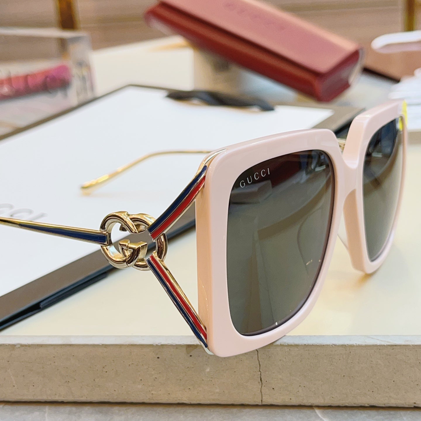 Gucci GG1324SA Fashion Red Lens Sunglasses for Men & Women - detail image 4