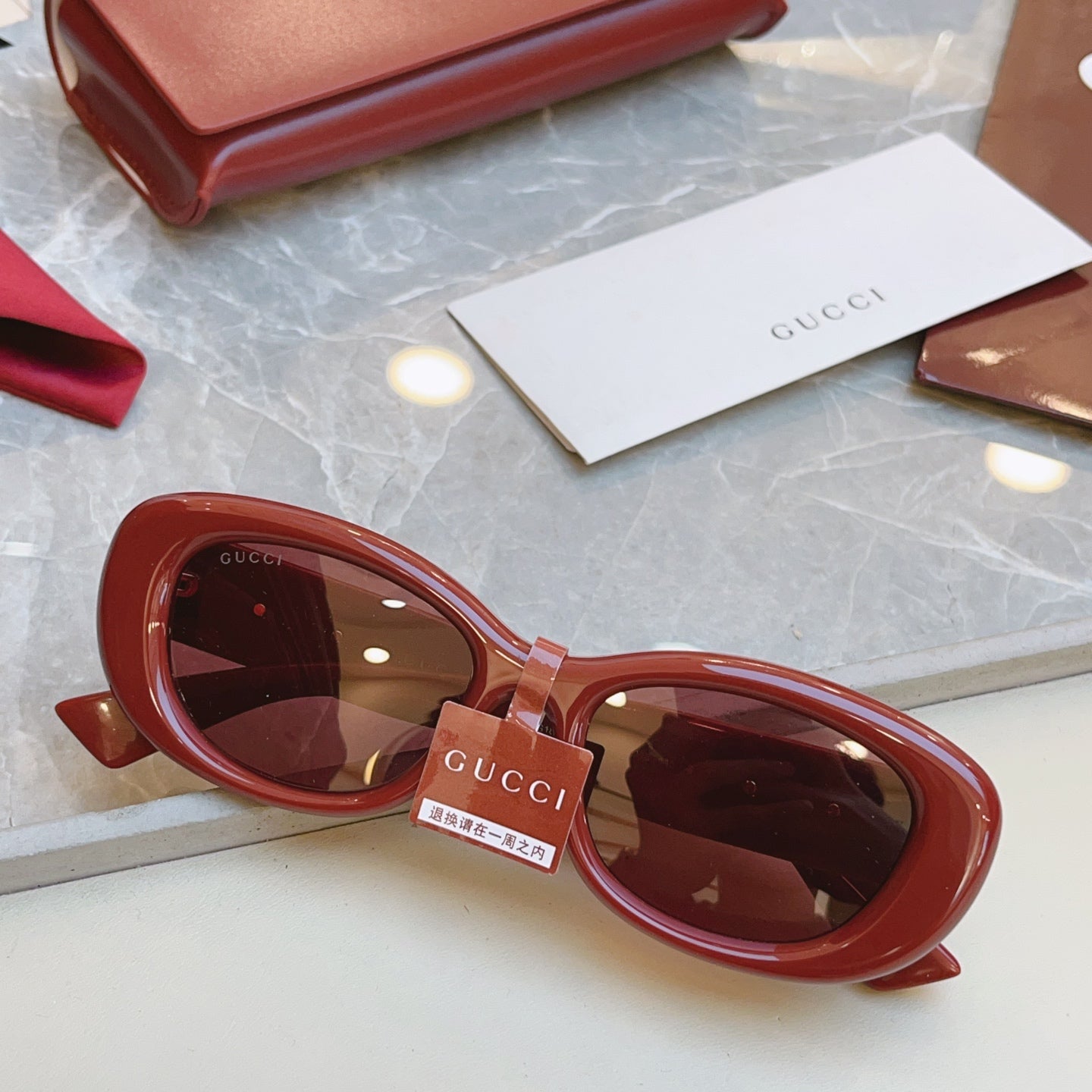 Gucci GG1829SK Fashion Red Lens Sunglasses for Men & Women - detail image 3
