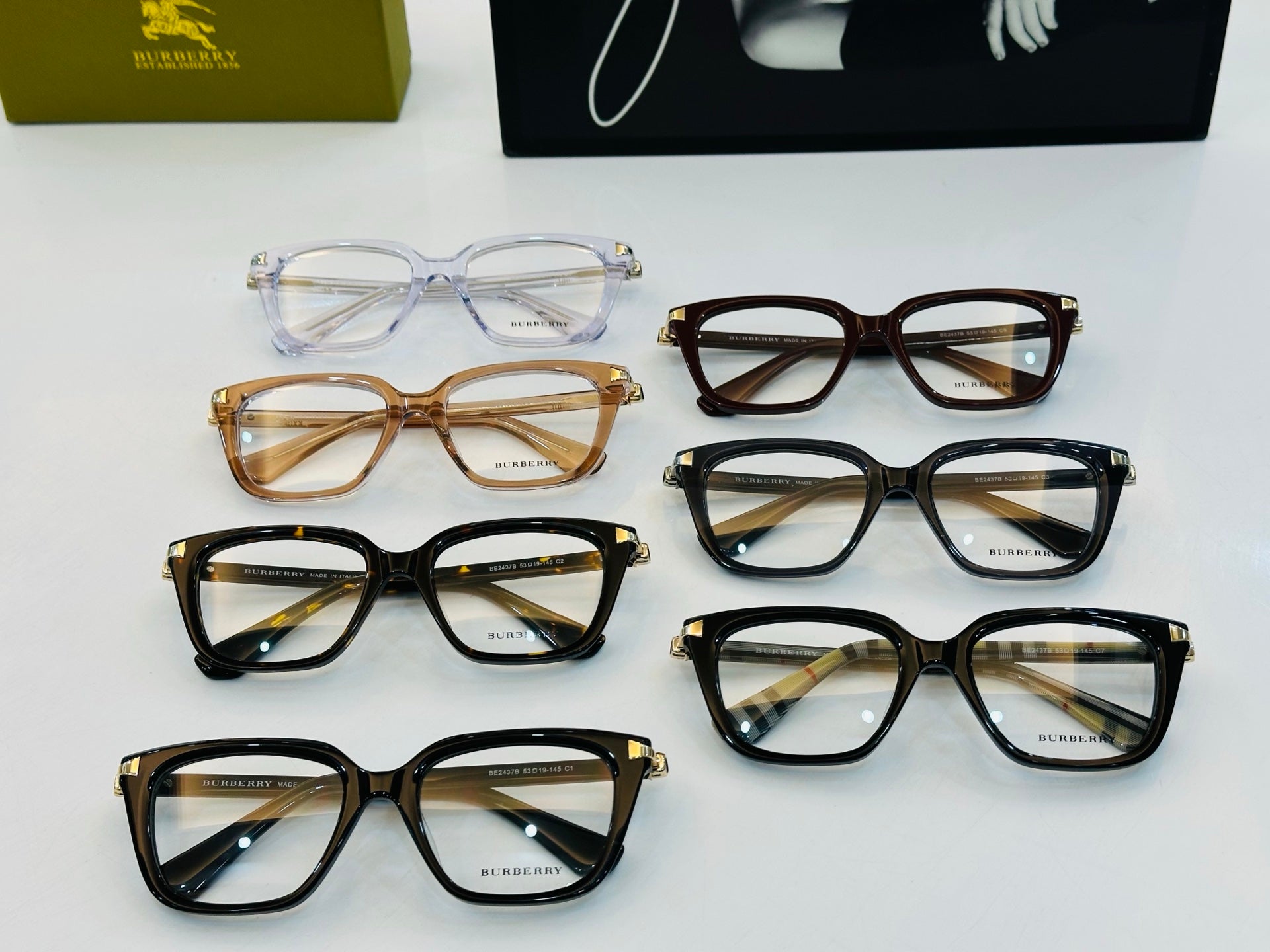 Burberry BE2437B Acetate Fashion Black Lens Sunglasses for Men & Women - detail image 9