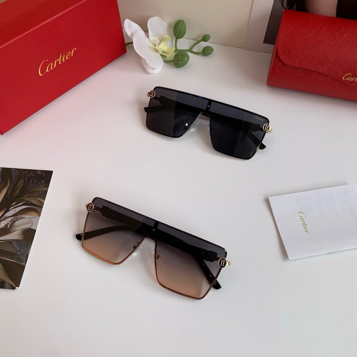 Cartier Square Black Lens Sunglasses for Men & Women - 432364