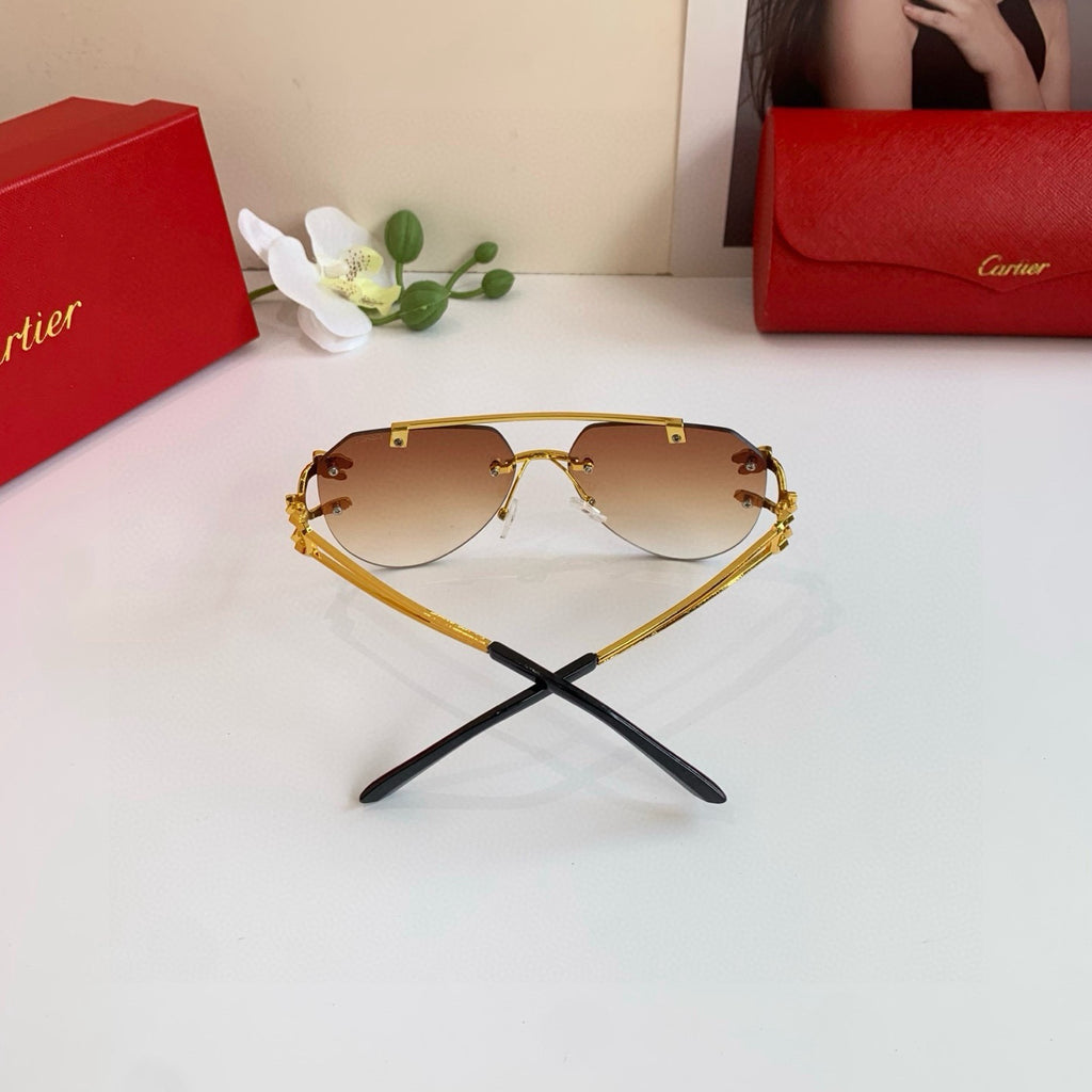 Cartier Metal Fashion Orange Lens Sunglasses for Men & Women - detail image 2