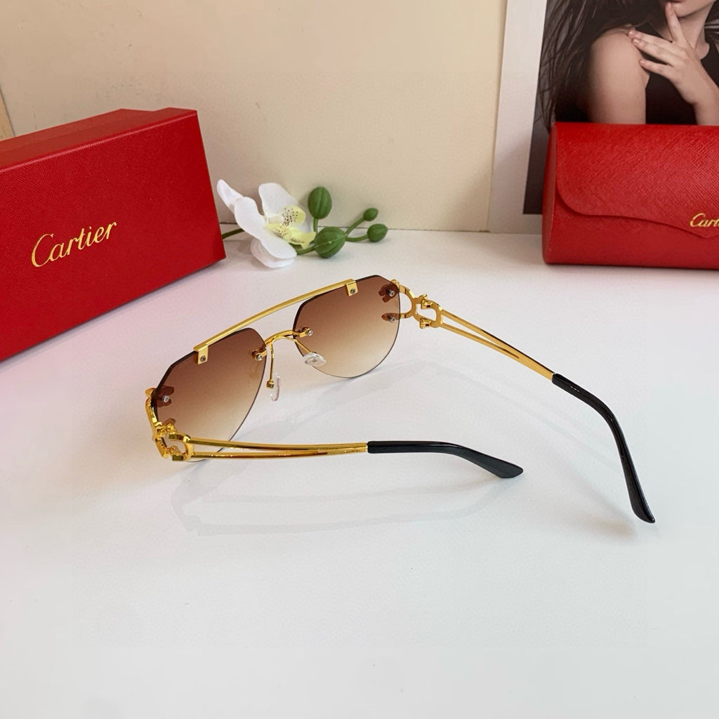 Cartier Metal Fashion Orange Lens Sunglasses for Men & Women - detail image 3