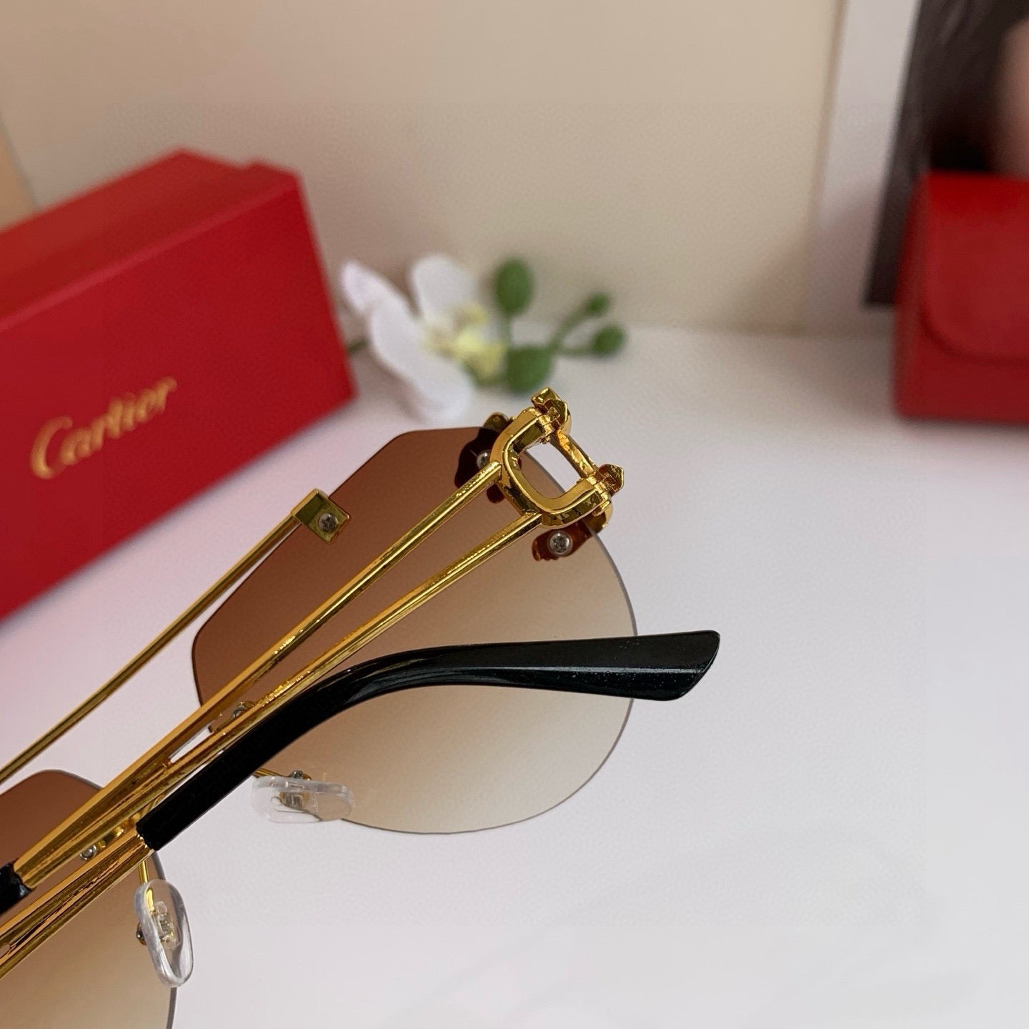 Cartier Metal Fashion Orange Lens Sunglasses for Men & Women