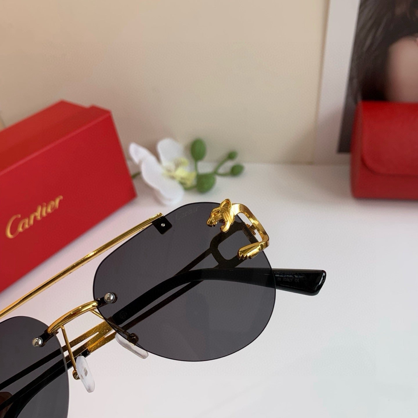 Cartier Metal Fashion Gray Lens Sunglasses for Men & Women
