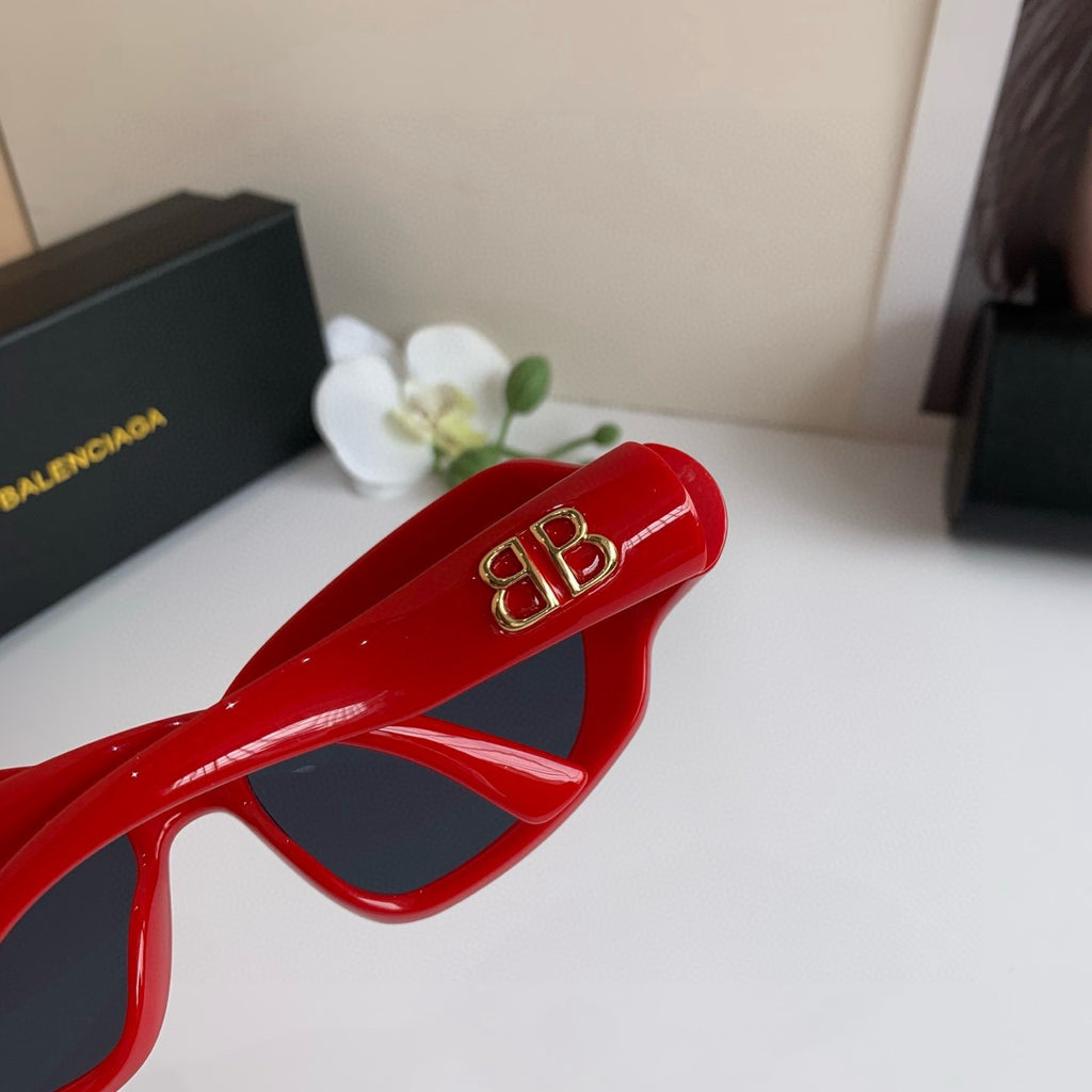 Balenciaga Square Red Lens Sunglasses for Men & Women - 432545