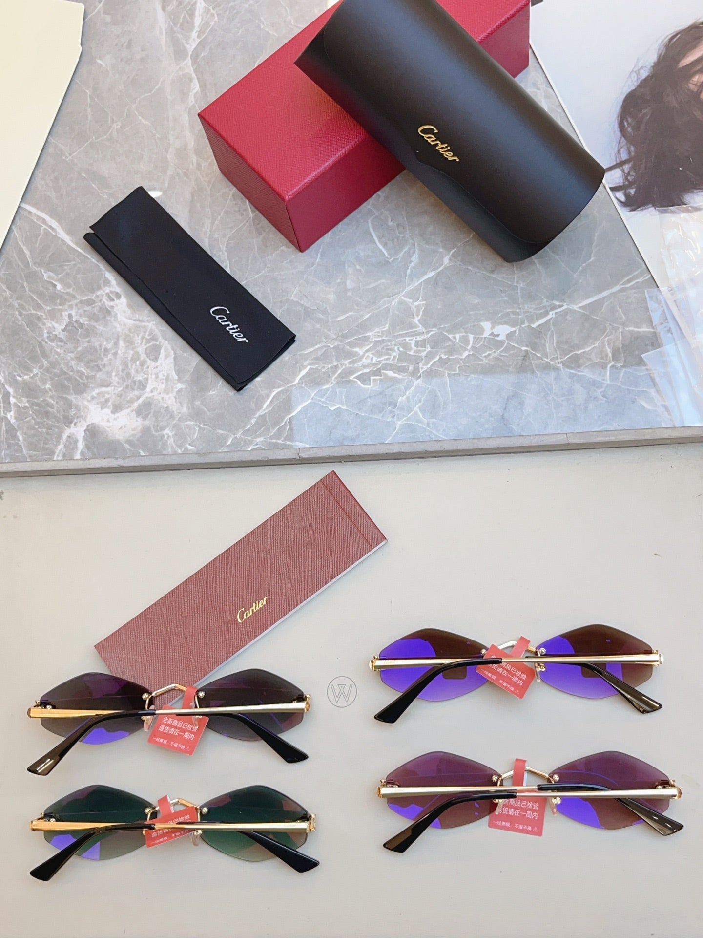 Cartier CT0433S Fashion Red Lens Sunglasses for Men & Women - detail image 8