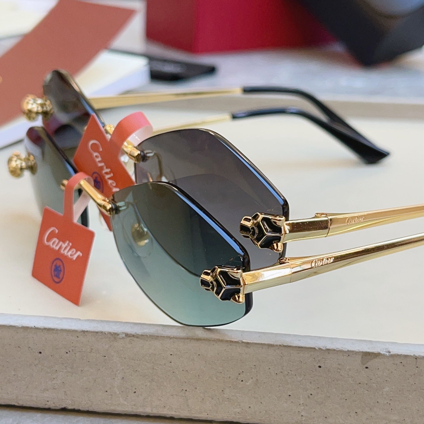 Cartier CT0433S Fashion Red Lens Sunglasses for Men & Women - detail image 7