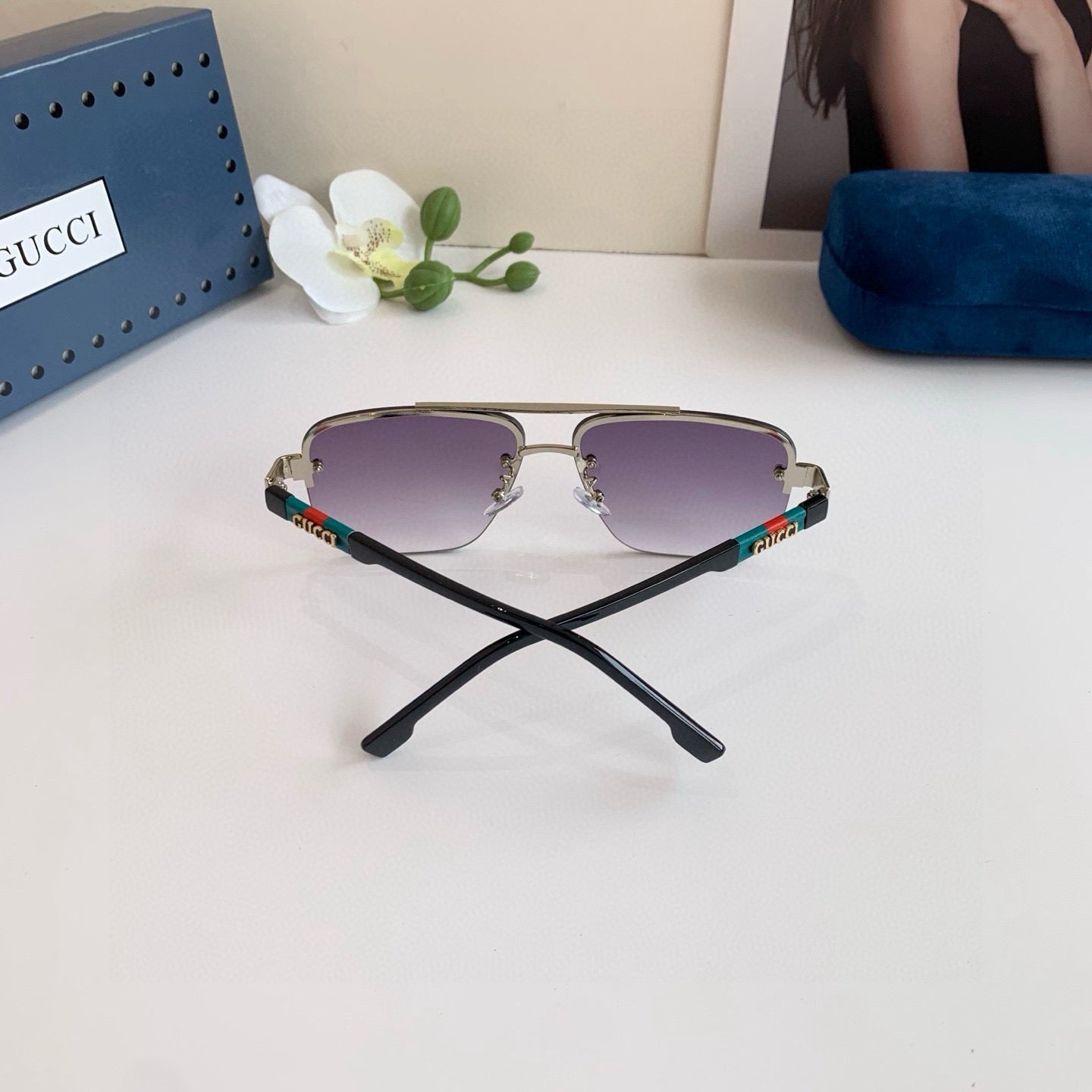 Gucci Metal Square Silver Lens Sunglasses for Men & Women - 448756 - detail image 4