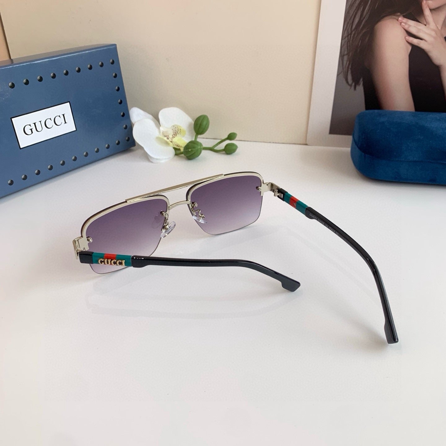 Gucci Metal Square Silver Lens Sunglasses for Men & Women - 448756 - detail image 3