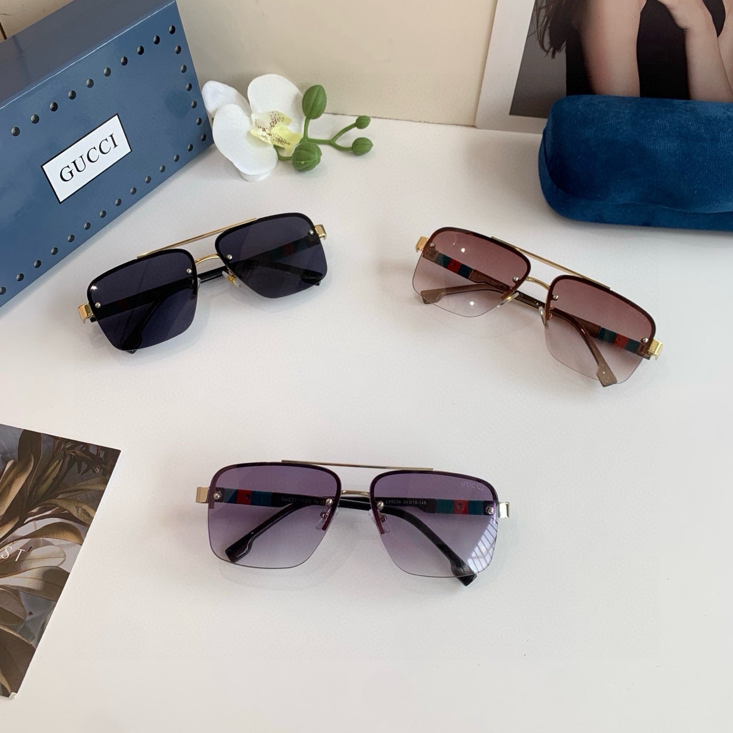 Gucci Metal Square Silver Lens Sunglasses for Men & Women - 448756 - detail image 5