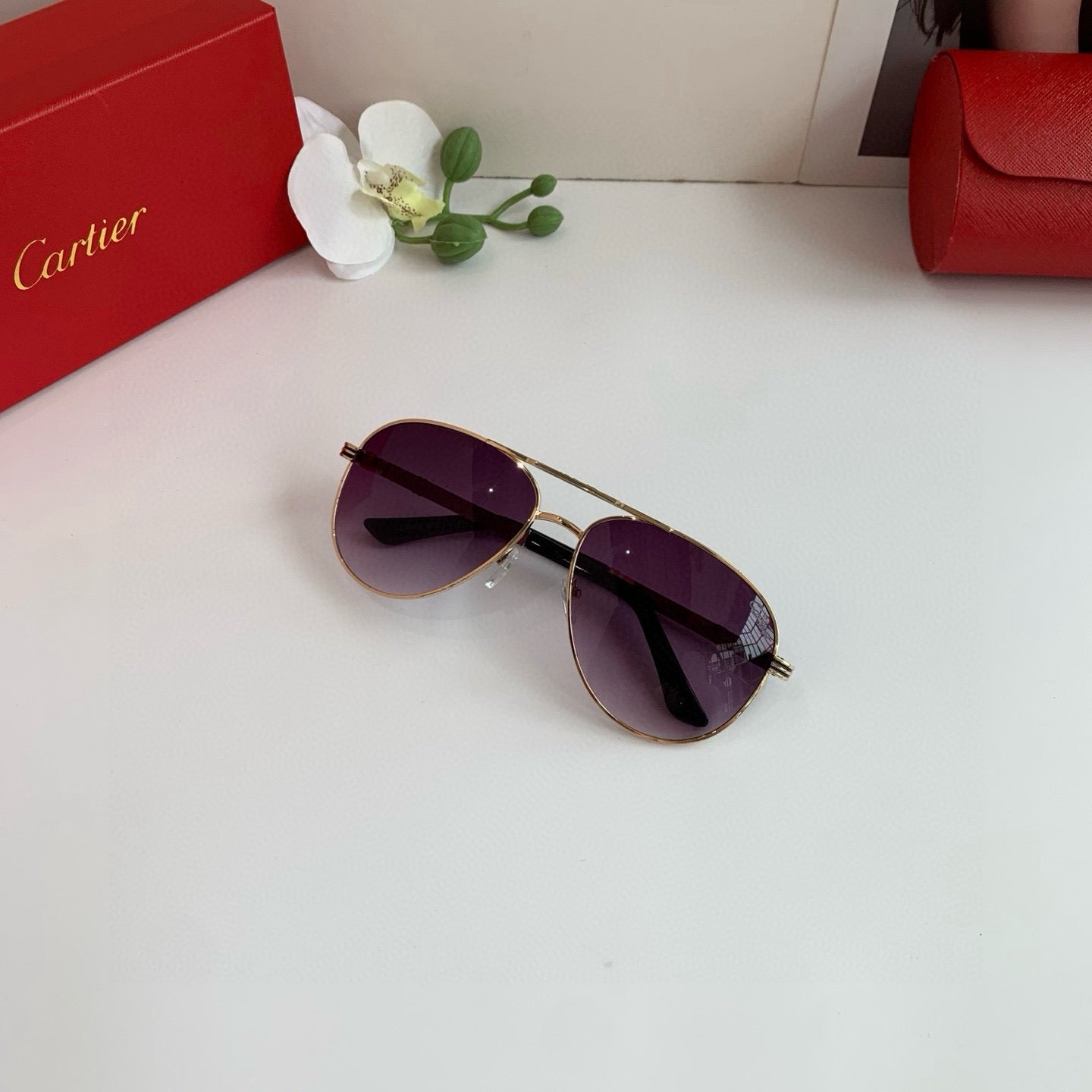 Cartier Aviator Purple Lens Sunglasses for Men & Women