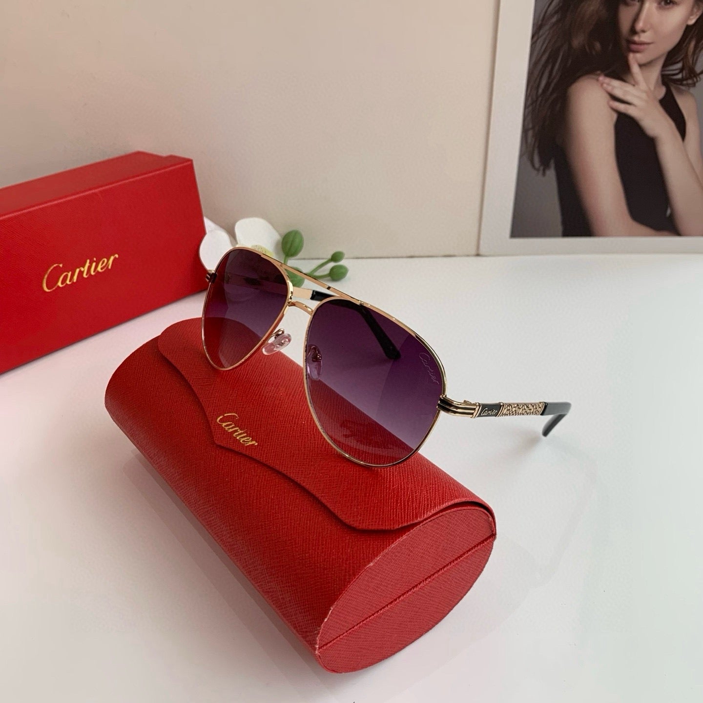 Cartier Aviator Purple Lens Sunglasses for Men & Women - detail image 2