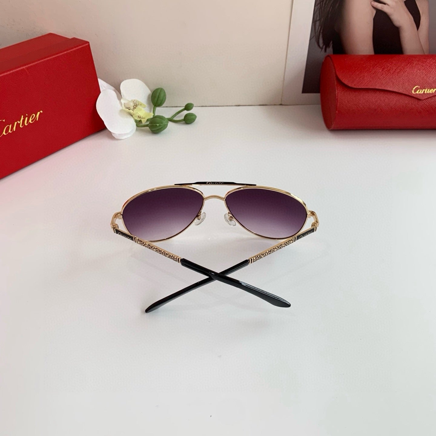 Cartier Aviator Purple Lens Sunglasses for Men & Women - detail image 4
