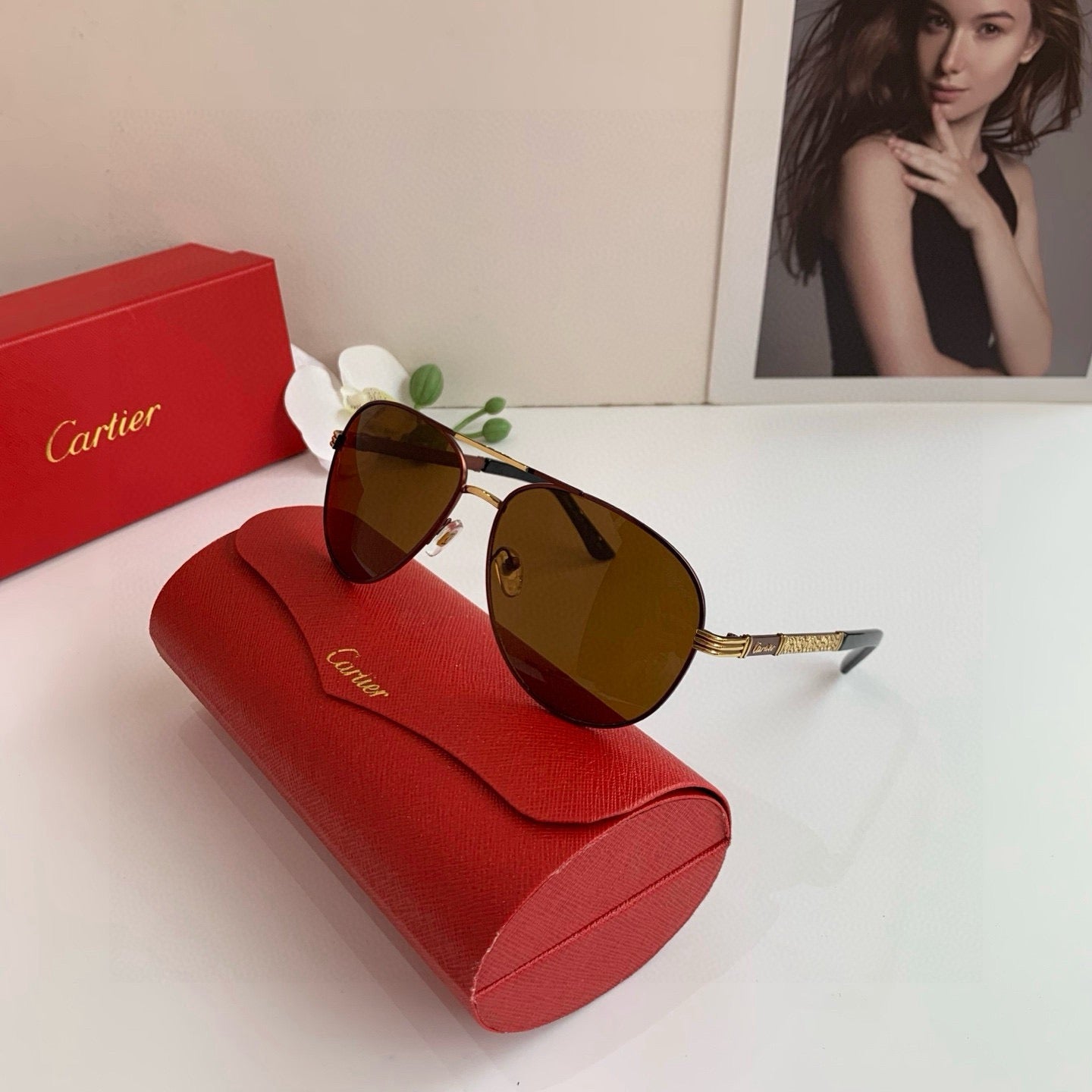 Cartier Aviator Black Lens Sunglasses for Men & Women - detail image 2