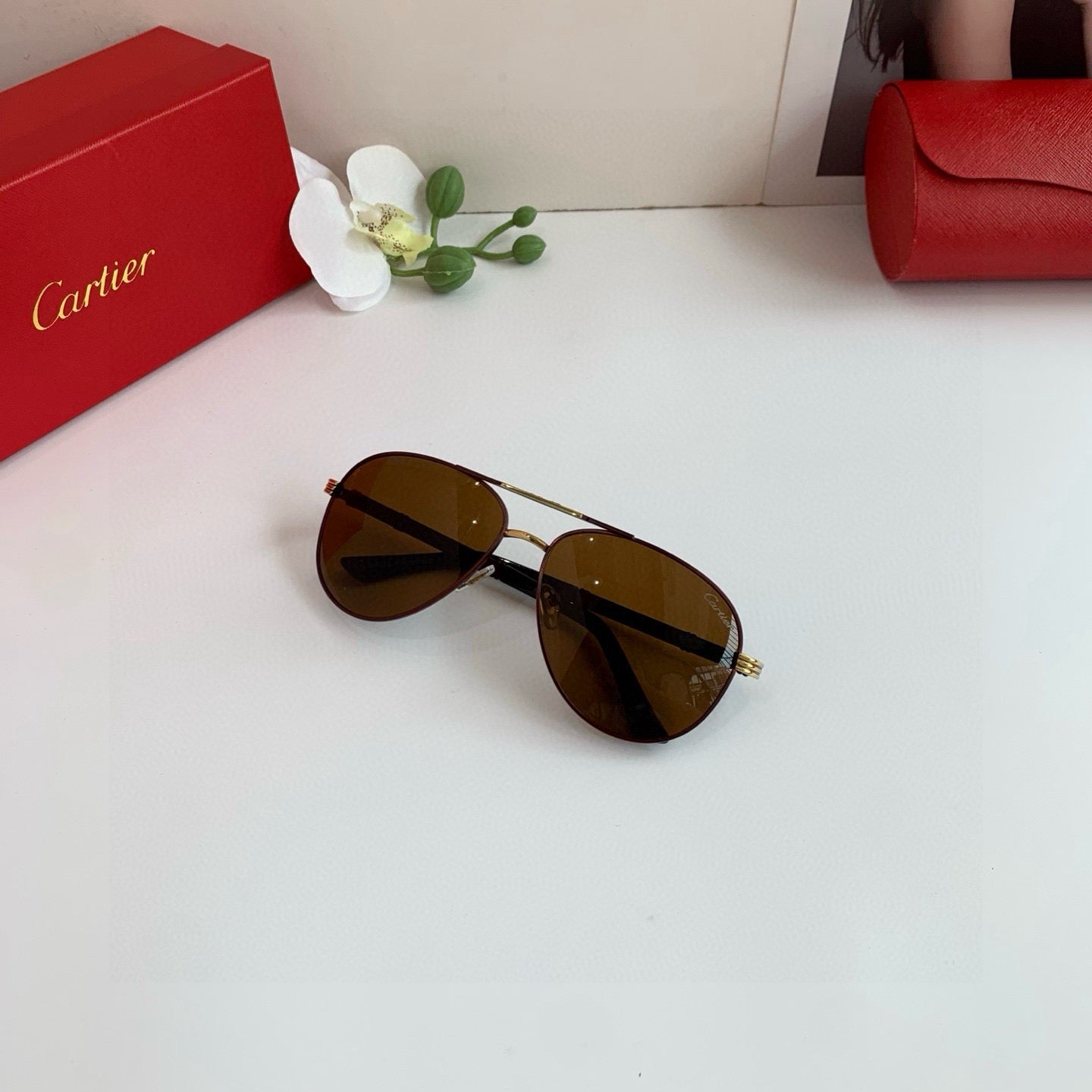 Cartier Aviator Black Lens Sunglasses for Men & Women