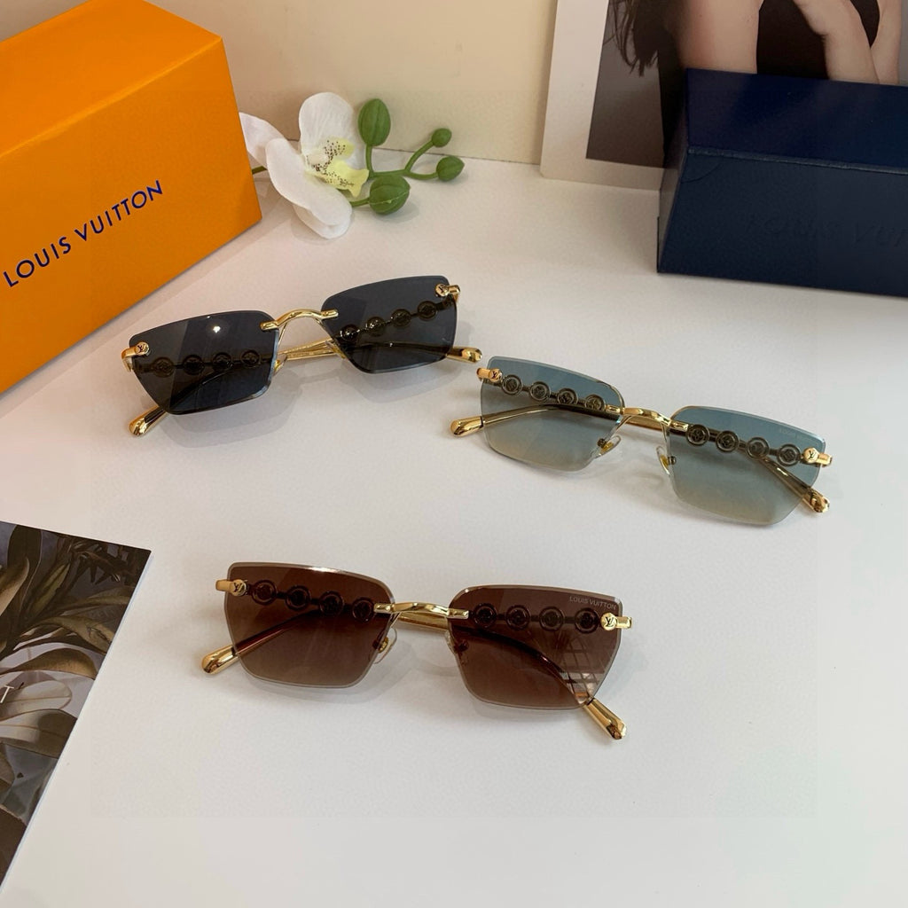 Louis Vuitton Metal Square Orange Lens Sunglasses for Men & Women - detail image 4