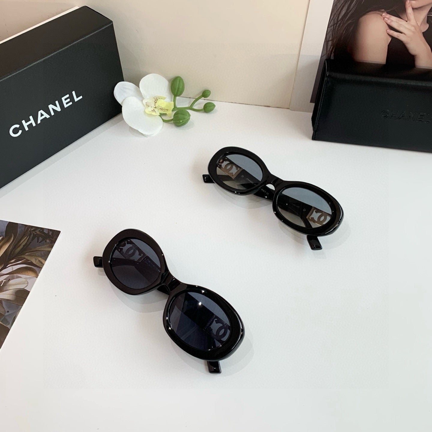 Chanel Round Black Lens Sunglasses for Men & Women - detail image 4